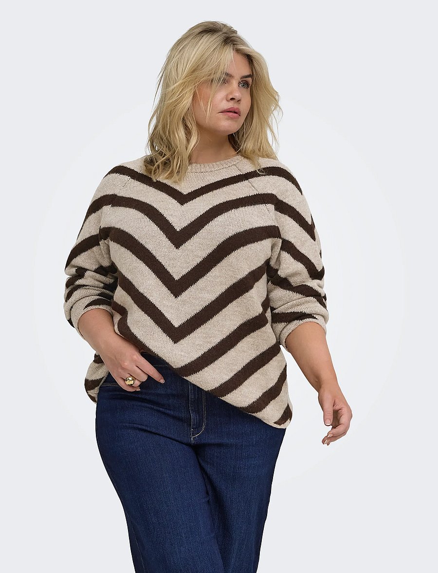 ONLY Carmakoma - CARELIZA L/S PULLOVER KNT NOOS - striktrøjer - string - 0