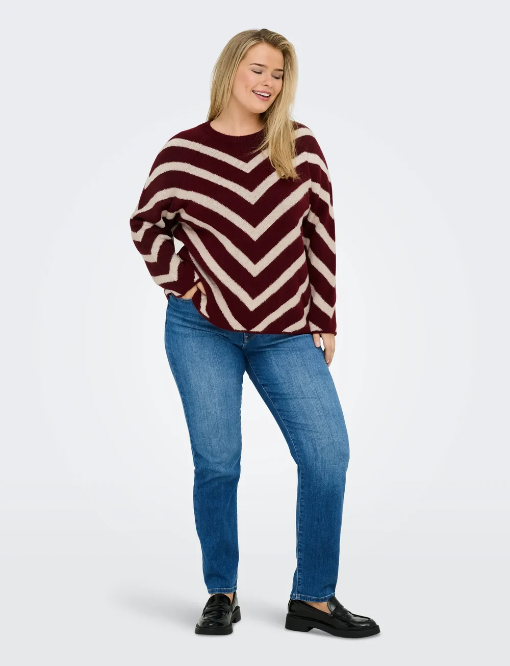ONLY Carmakoma - CARELIZA L/S PULLOVER KNT NOOS - striktrøjer - zinfandel - 0
