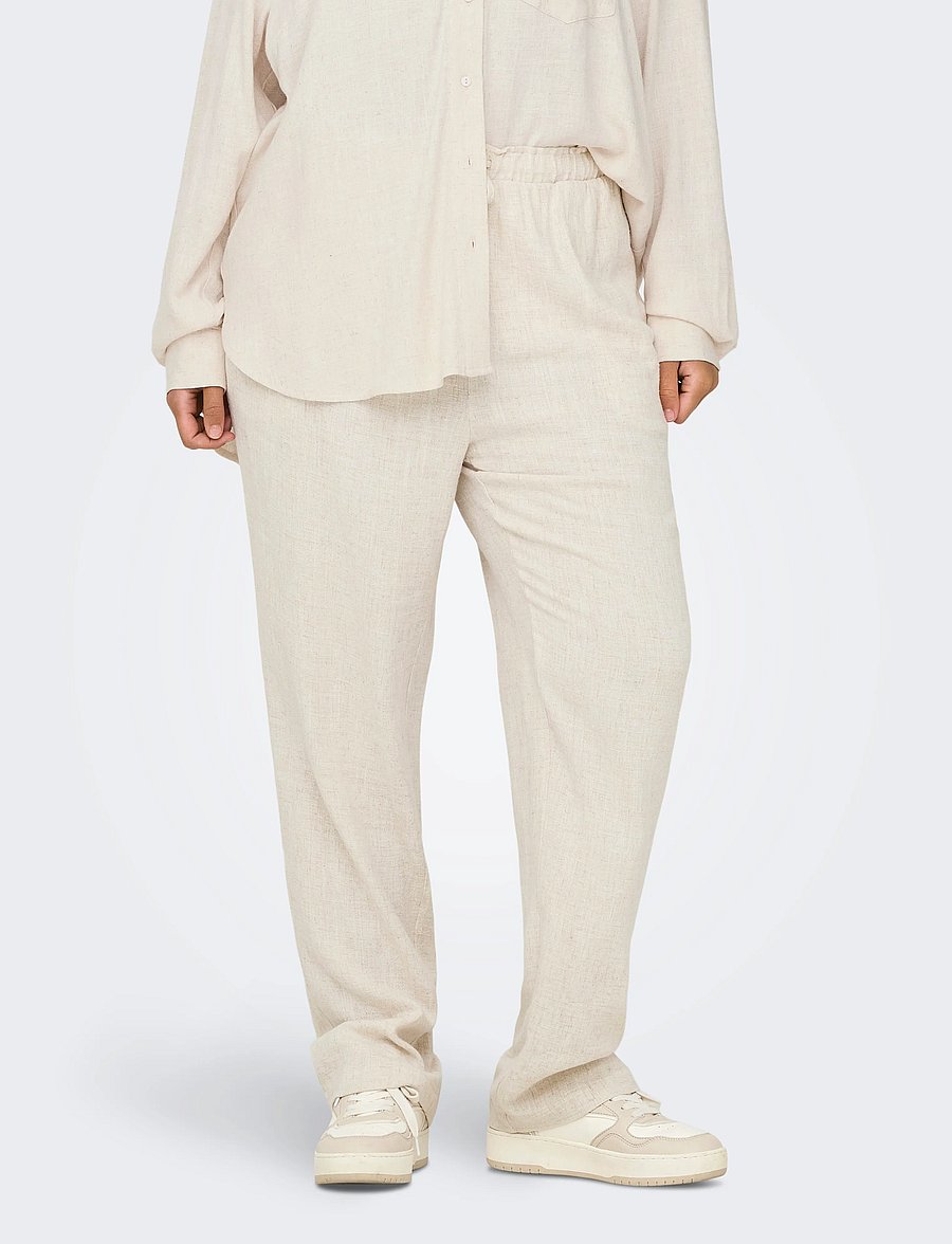 ONLY Carmakoma - CARSIESTA HW PULL-UP LINEN BL PNT - linnen broeken - moonbeam - 0