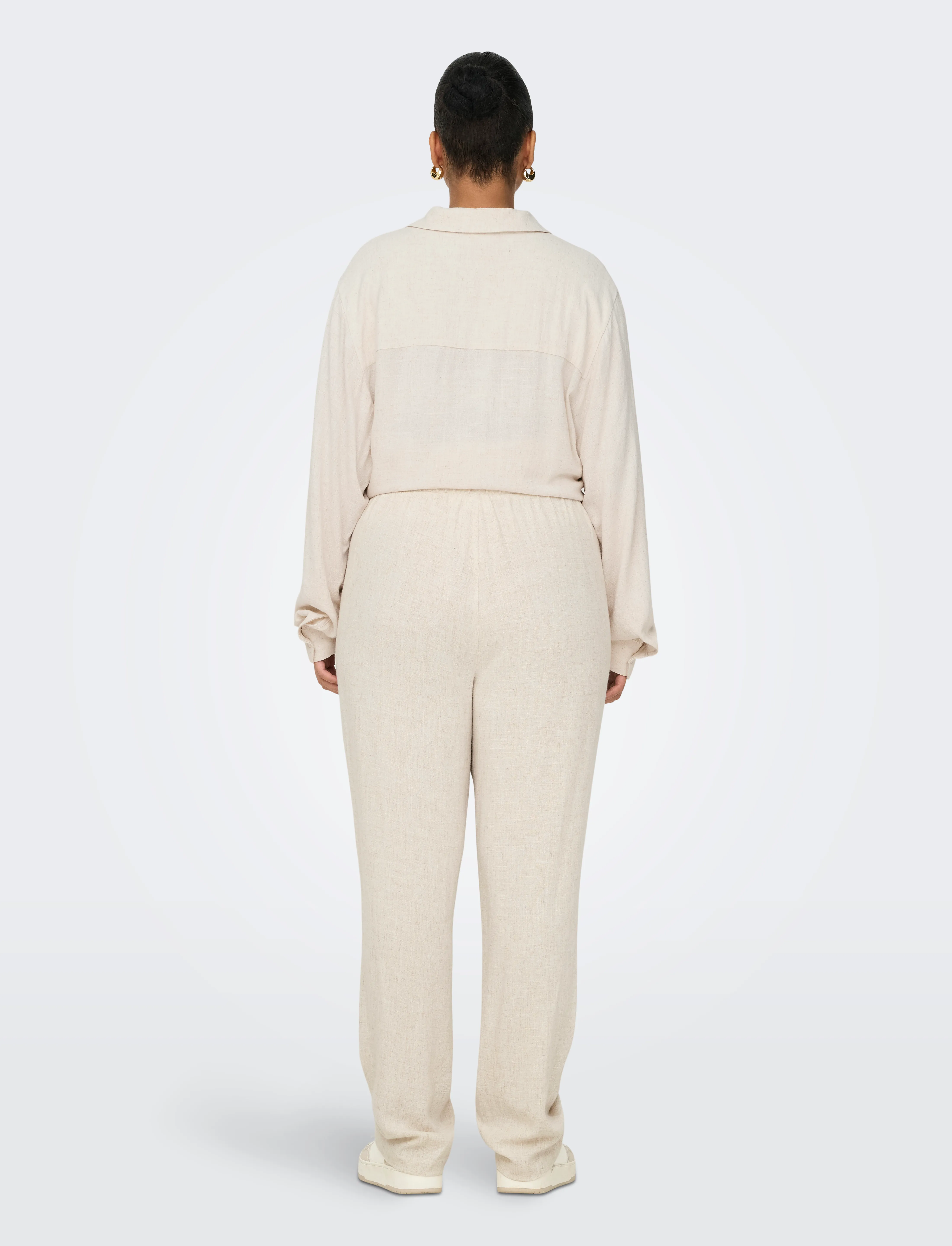 ONLY Carmakoma - CARSIESTA HW PULL-UP LINEN BL PNT - spodnie lniane - moonbeam - 3