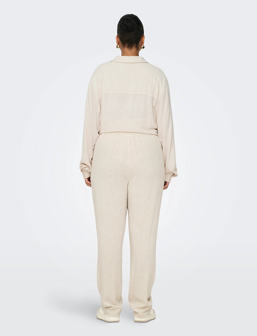 ONLY Carmakoma - CARSIESTA HW PULL-UP LINEN BL PNT - linnen broeken - moonbeam - 3