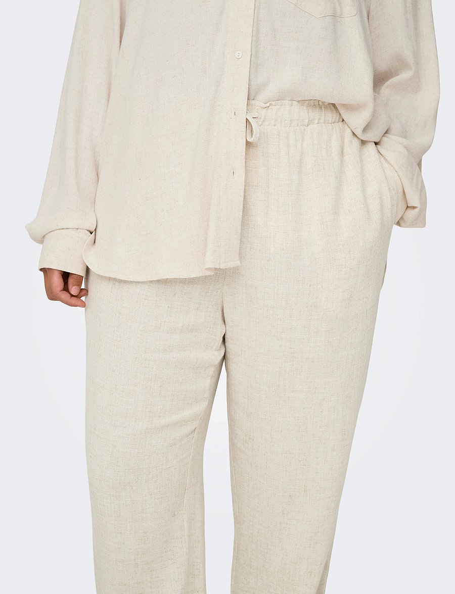 ONLY Carmakoma - CARSIESTA HW PULL-UP LINEN BL PNT - linnen broeken - moonbeam - 5