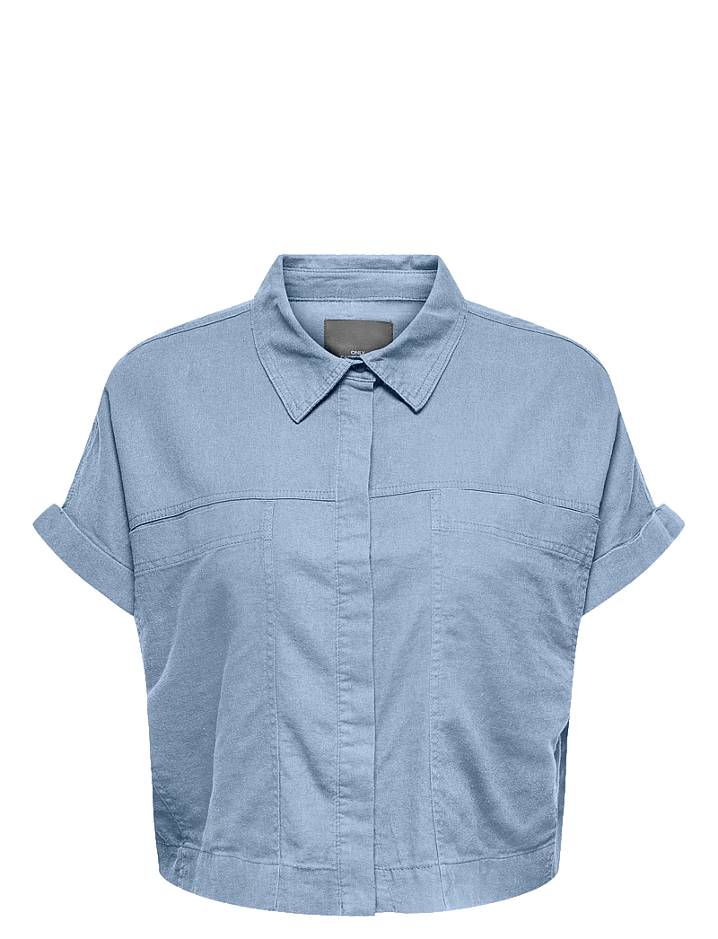ONLY Carmakoma - CARCARO S/S LINEN BL BOXY SHIRT - leinenhemden - cashmere blue - 0