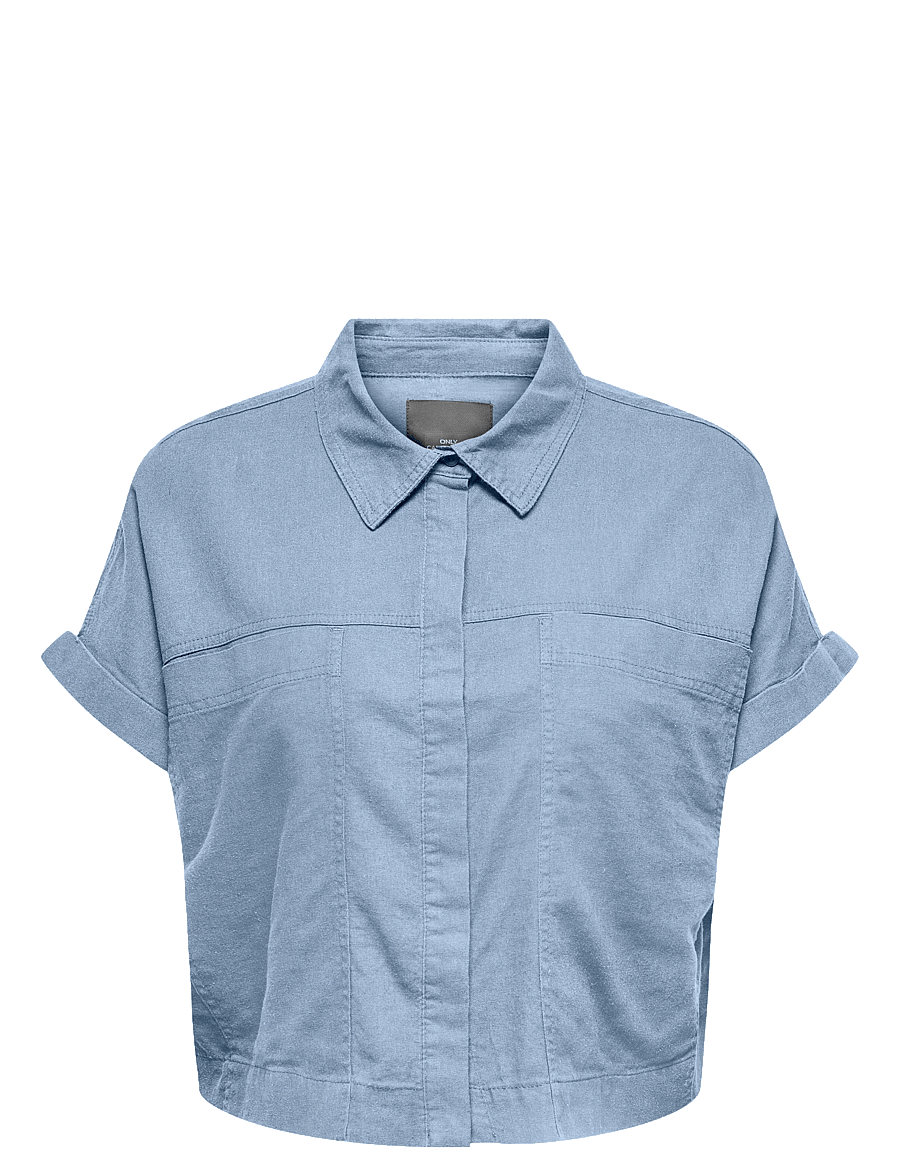 ONLY Carmakoma - CARCARO S/S LINEN BL BOXY SHIRT - hørskjorter - cashmere blue - 0