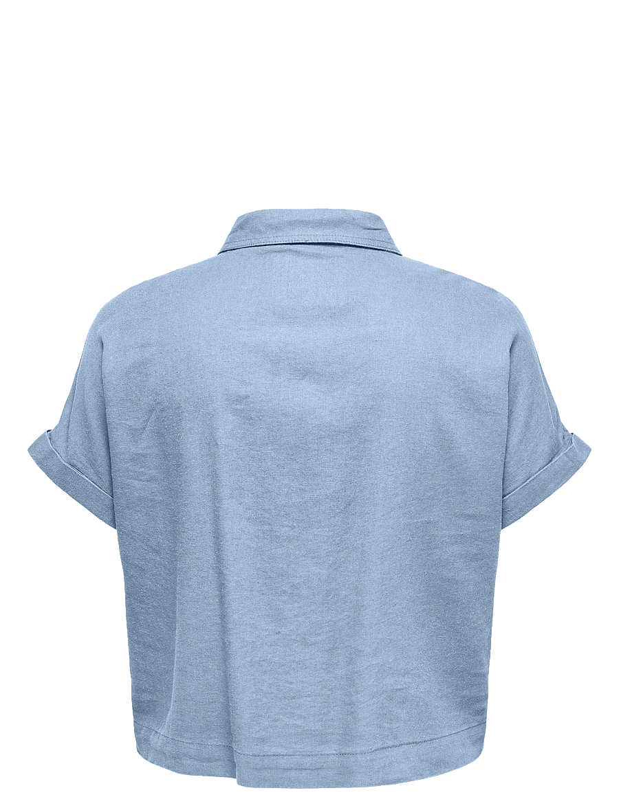 ONLY Carmakoma - CARCARO S/S LINEN BL BOXY SHIRT - hørskjorter - cashmere blue - 1