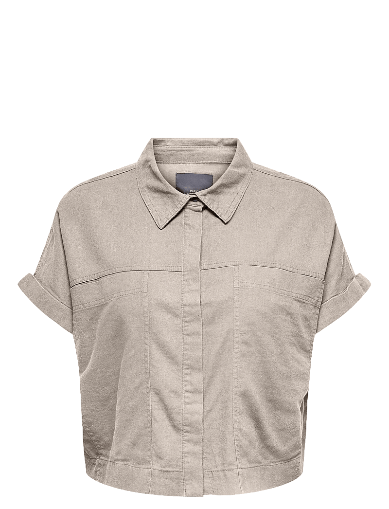 ONLY Carmakoma - CARCARO S/S LINEN BL BOXY SHIRT - leinenhemden - pumice stone - 0