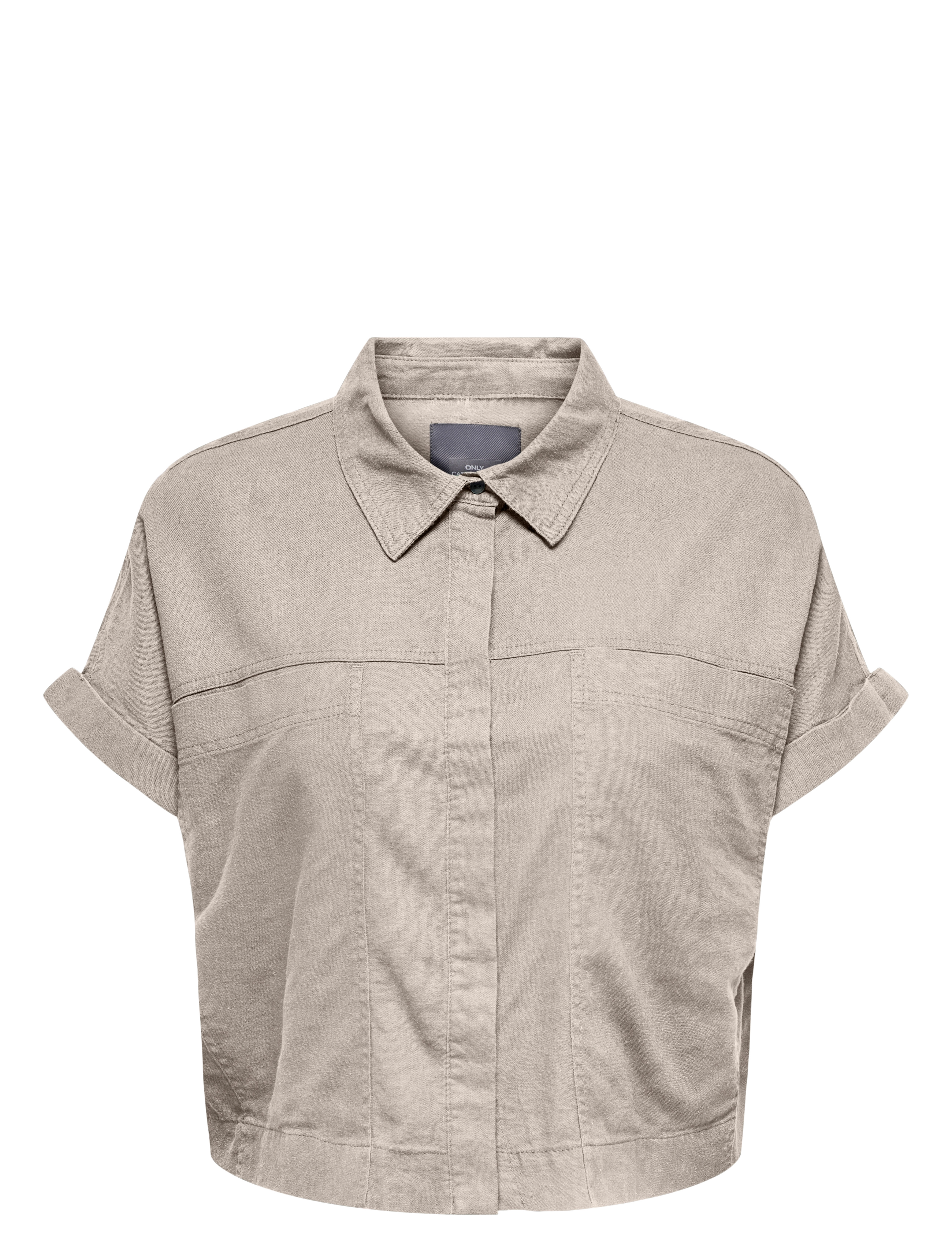 ONLY Carmakoma CARCARO S/S LINEN BL BOXY SHIRT - Kampagne - PUMICE STONE / beige