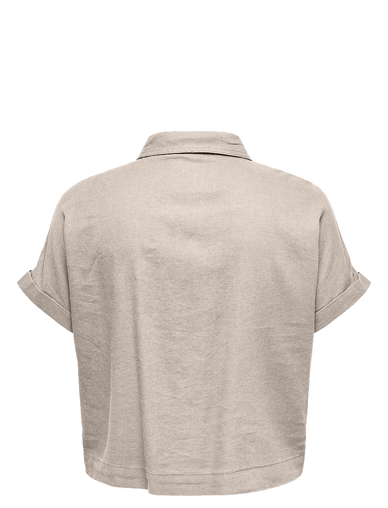 ONLY Carmakoma - CARCARO S/S LINEN BL BOXY SHIRT - leinenhemden - pumice stone - 1