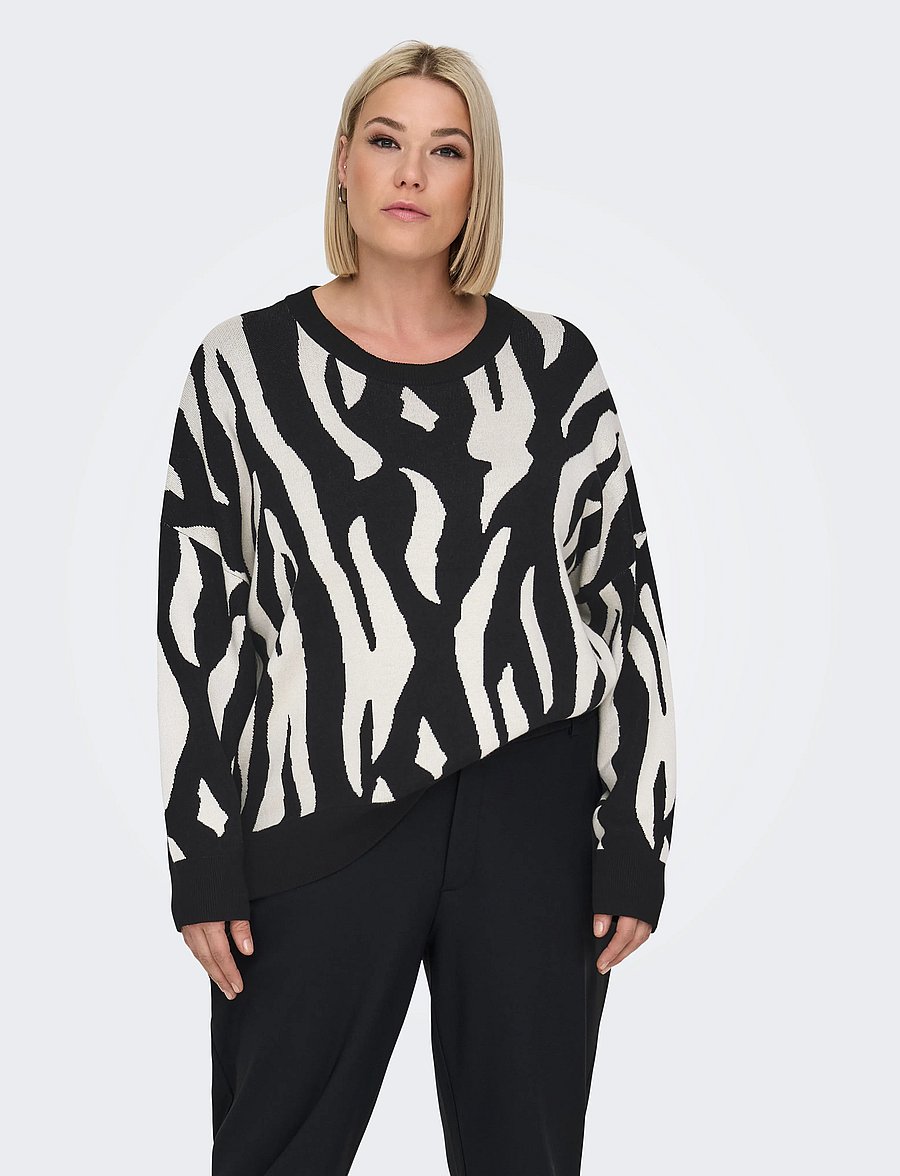 ONLY Carmakoma - CARMONTANA LS JQ LOOSE O-NECK KNT - pullover - black - 0