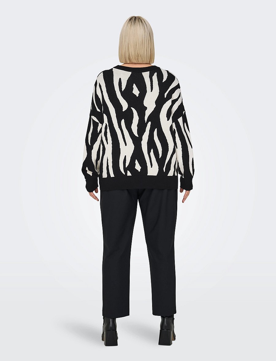 ONLY Carmakoma - CARMONTANA LS JQ LOOSE O-NECK KNT - pullover - black - 3