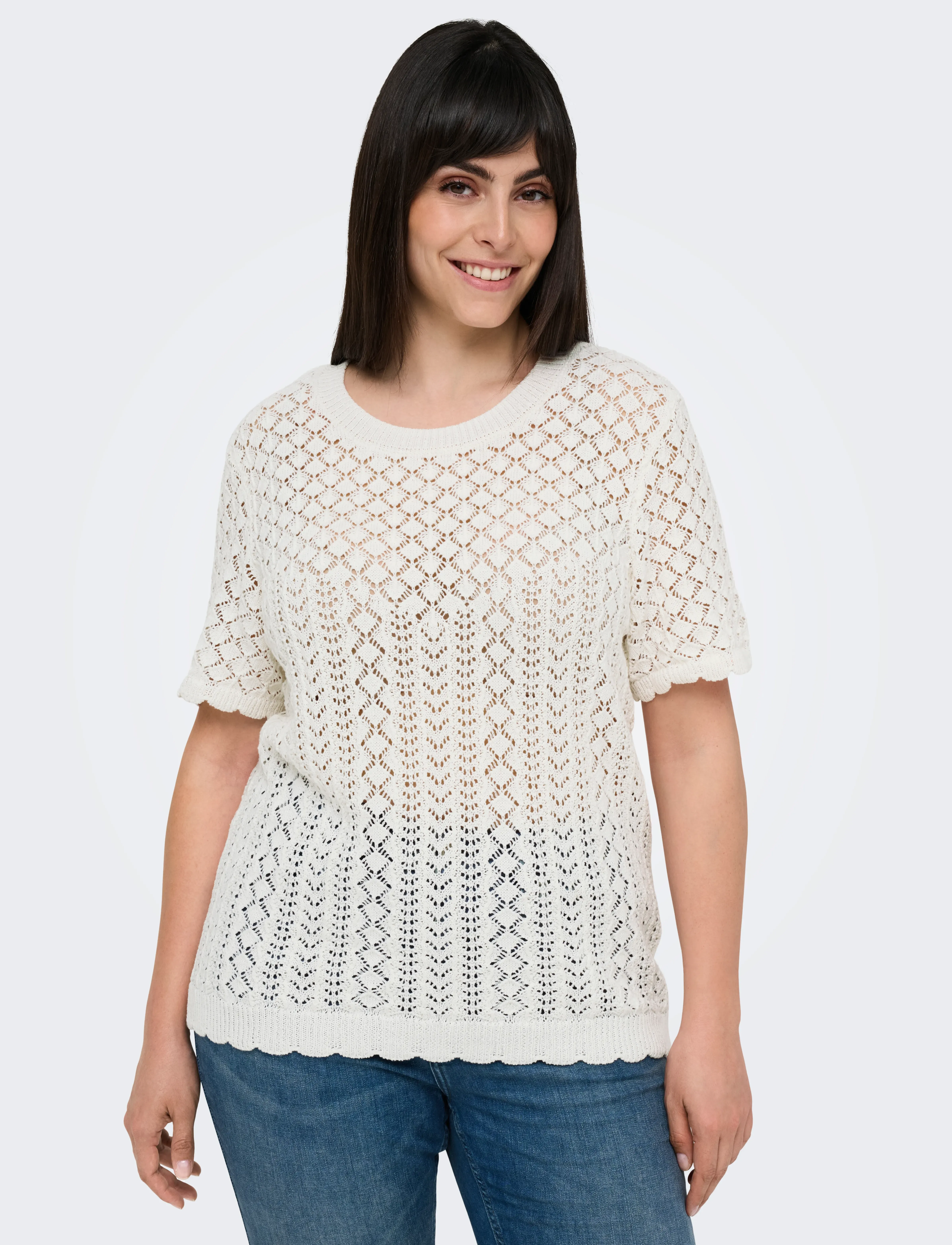 ONLY Carmakoma - CARSAGA LIFE SS O-NECK KNT - ecru - 4