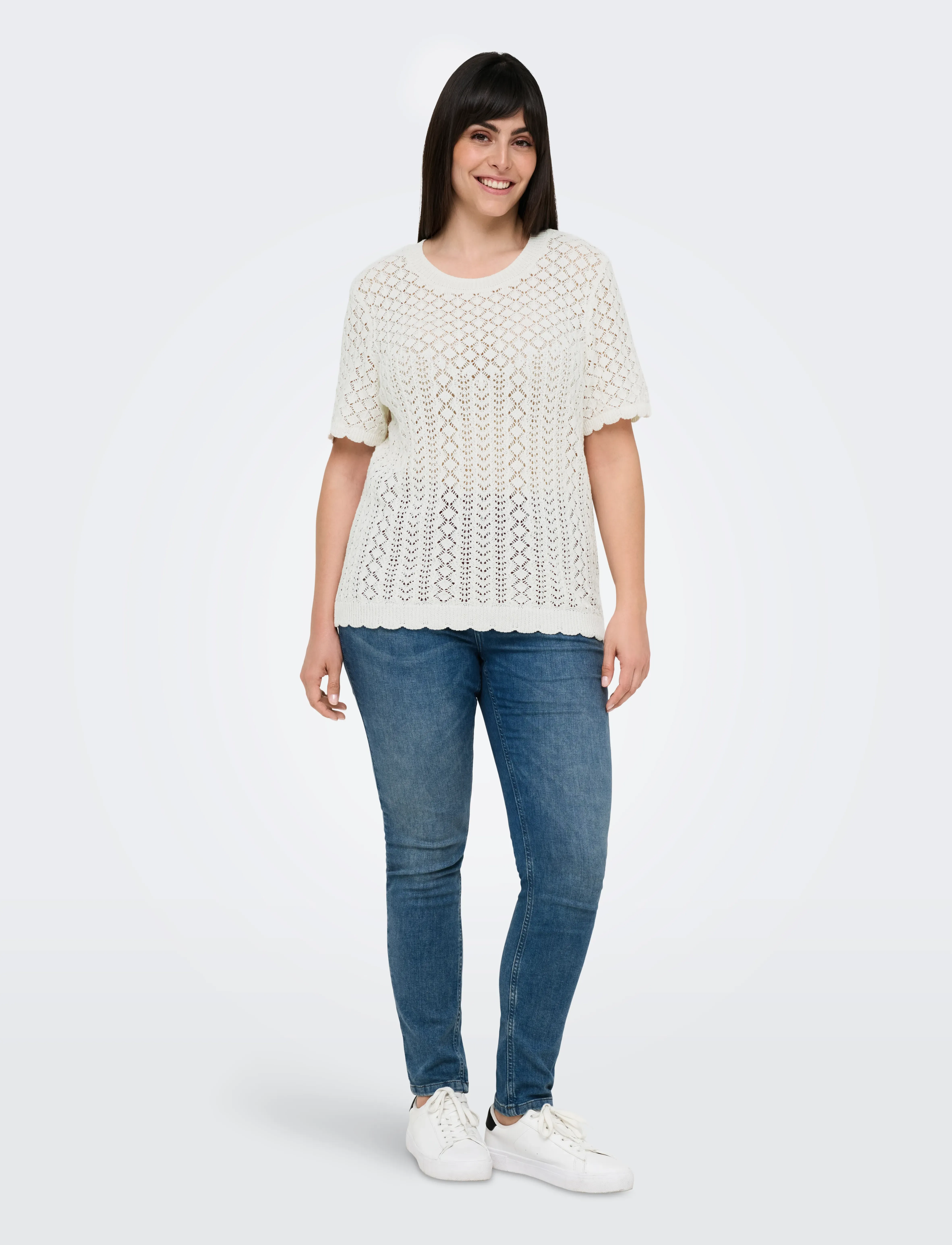 ONLY Carmakoma - CARSAGA LIFE SS O-NECK KNT - ecru - 5
