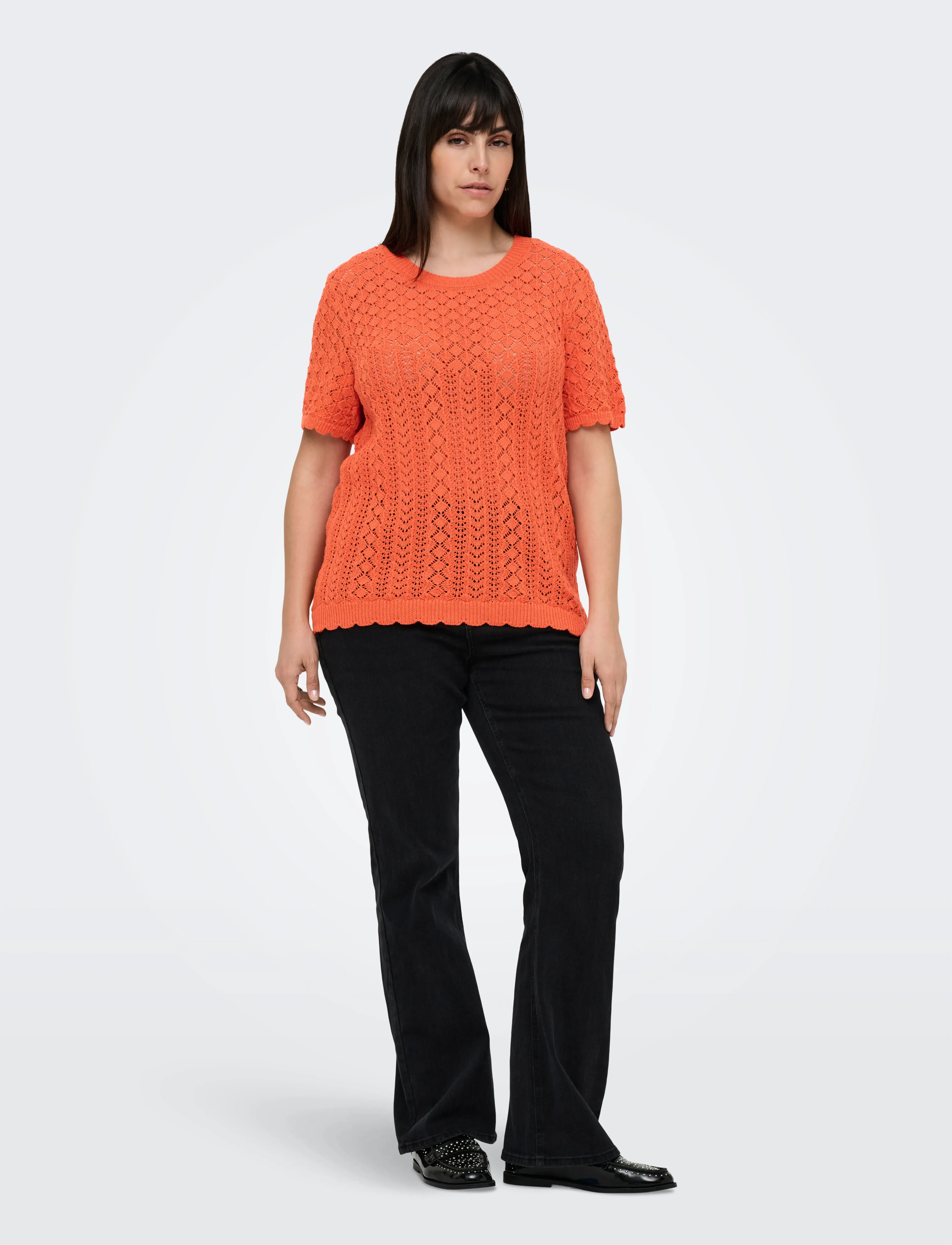 ONLY Carmakoma - CARSAGA LIFE SS O-NECK KNT - melon - 4