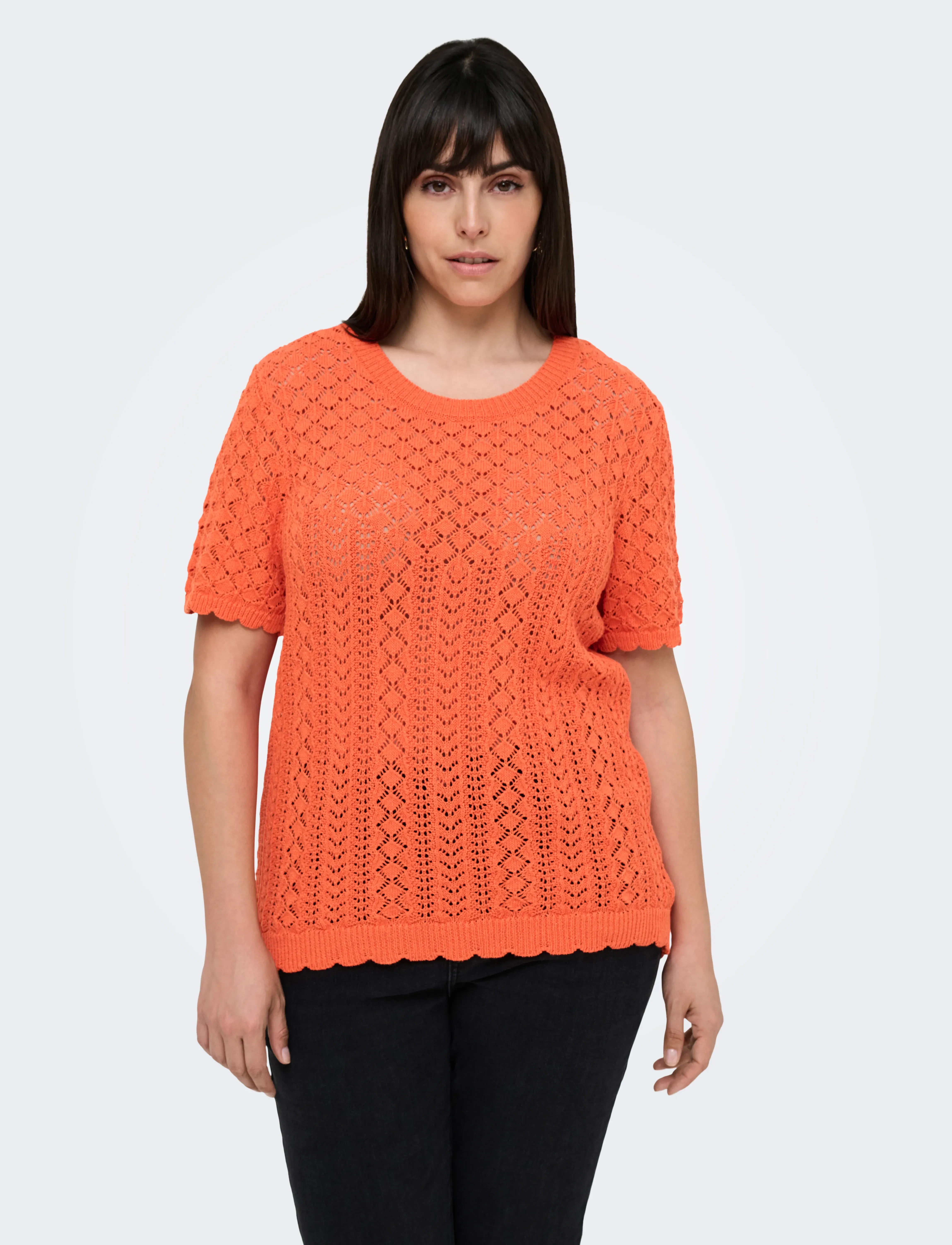 ONLY Carmakoma - CARSAGA LIFE SS O-NECK KNT - melon - 5