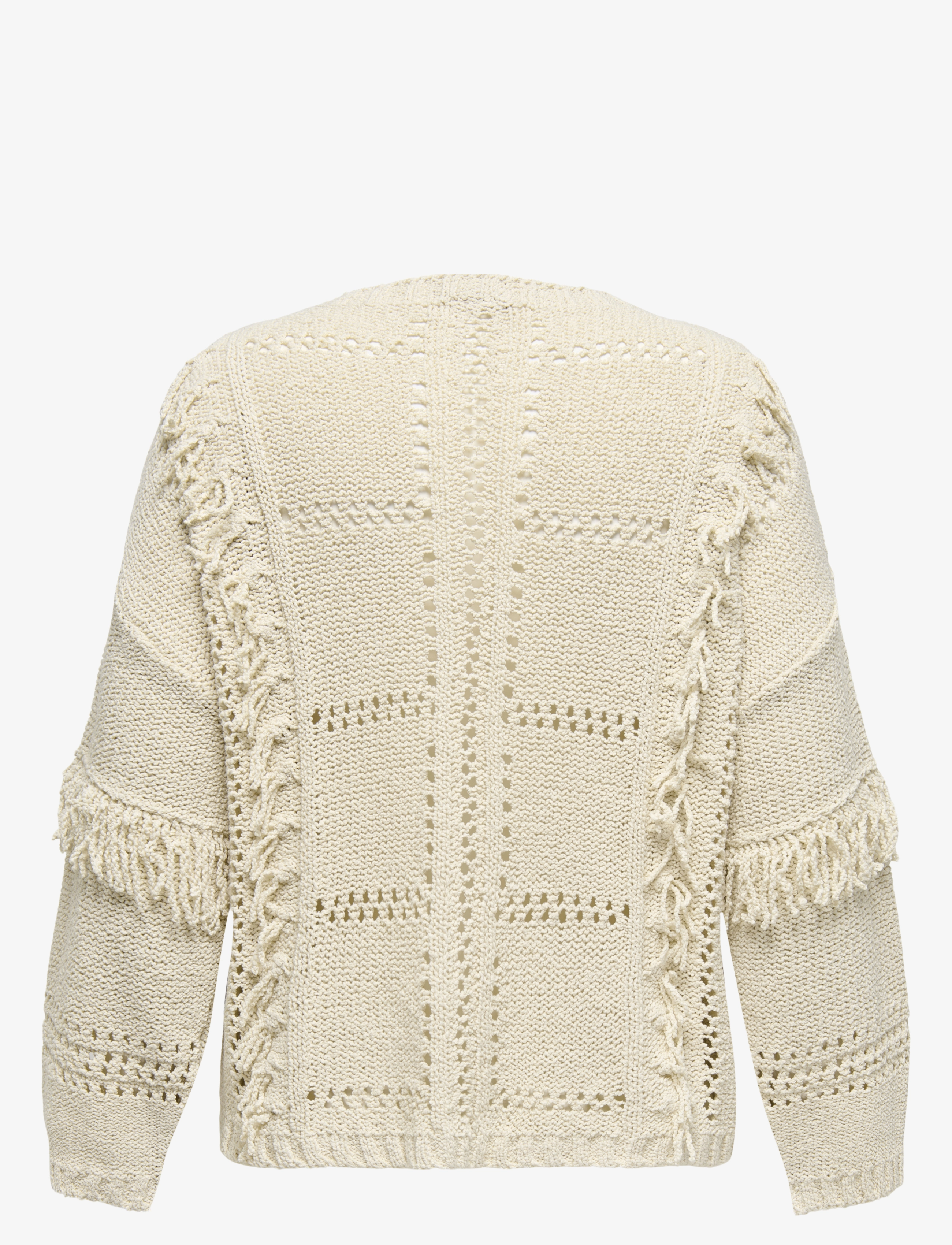 ONLY Carmakoma - CARYRSA LIFE LS FRINGE O-NECK KNT - striktrøjer - birch - 2