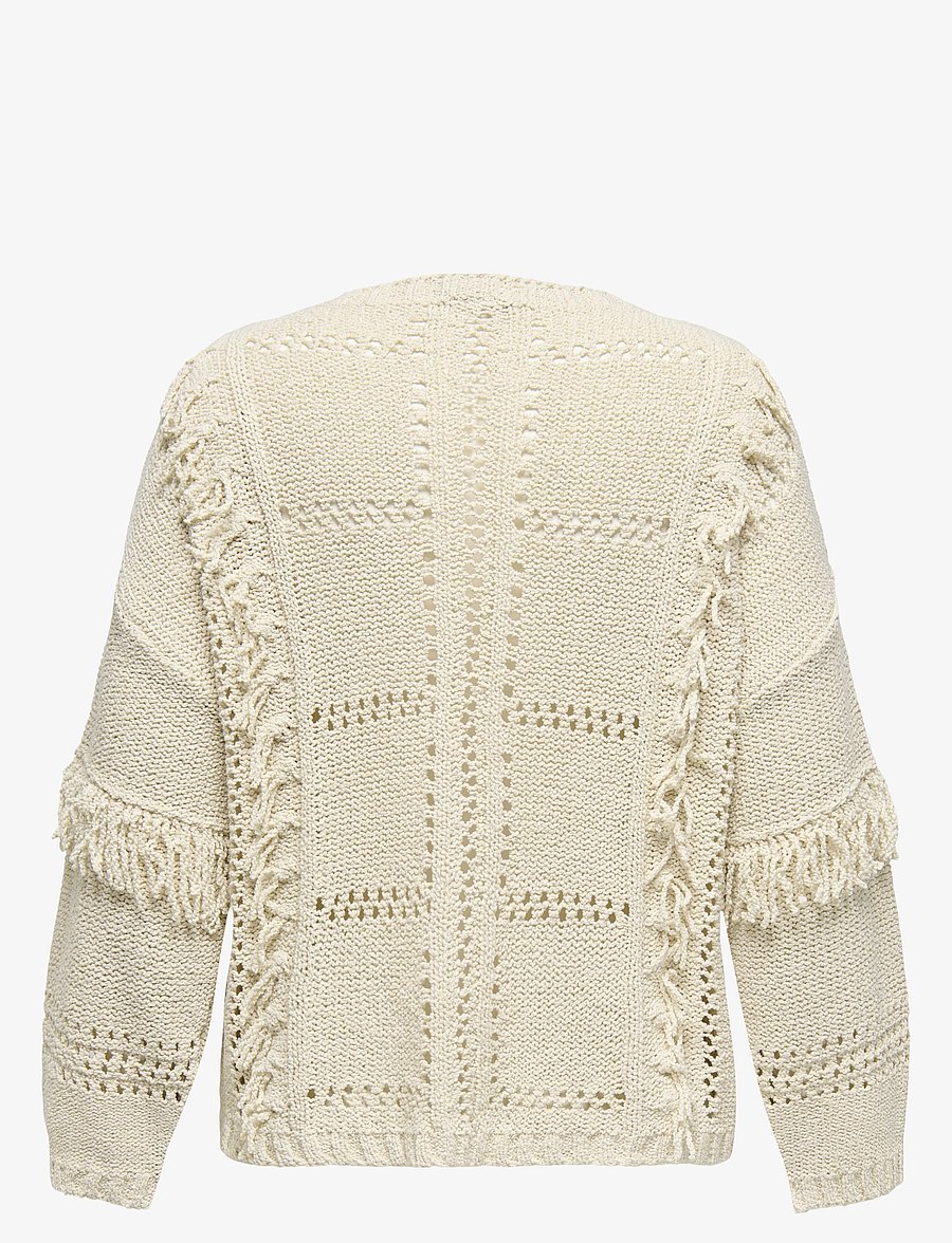 ONLY Carmakoma - CARYRSA LIFE LS FRINGE O-NECK KNT - striktrøjer - birch - 2