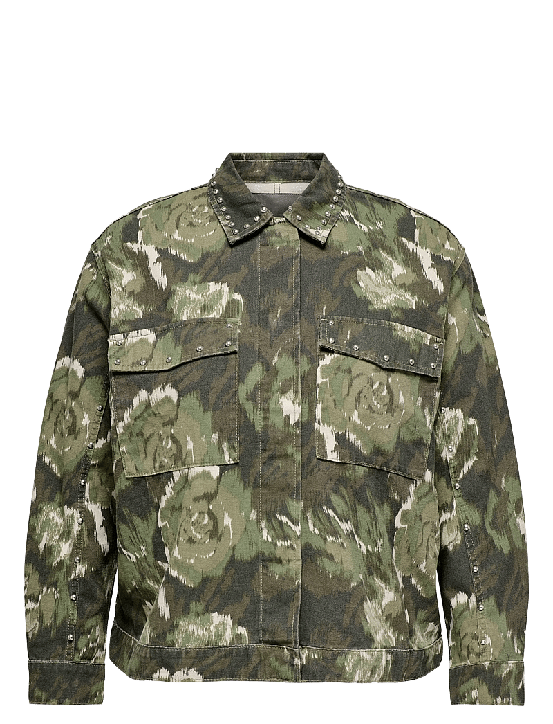 ONLY Carmakoma - CARCAVA AOP JACKET OTW - utility jakid - pumice stone - 1