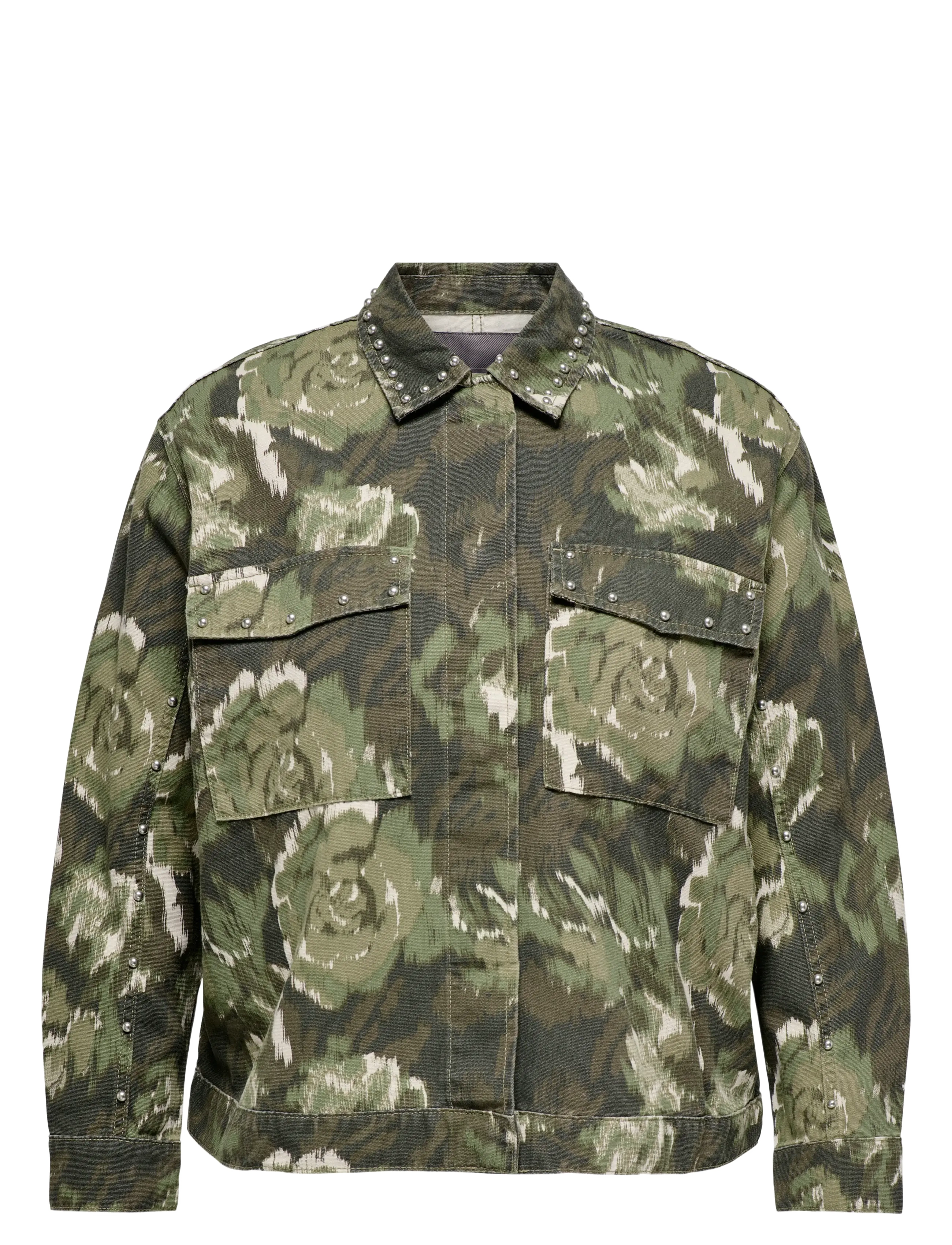 ONLY Carmakoma CARCAVA AOP JACKET OTW - Jakid ja mantlid - PUMICE STONE / khaki/green