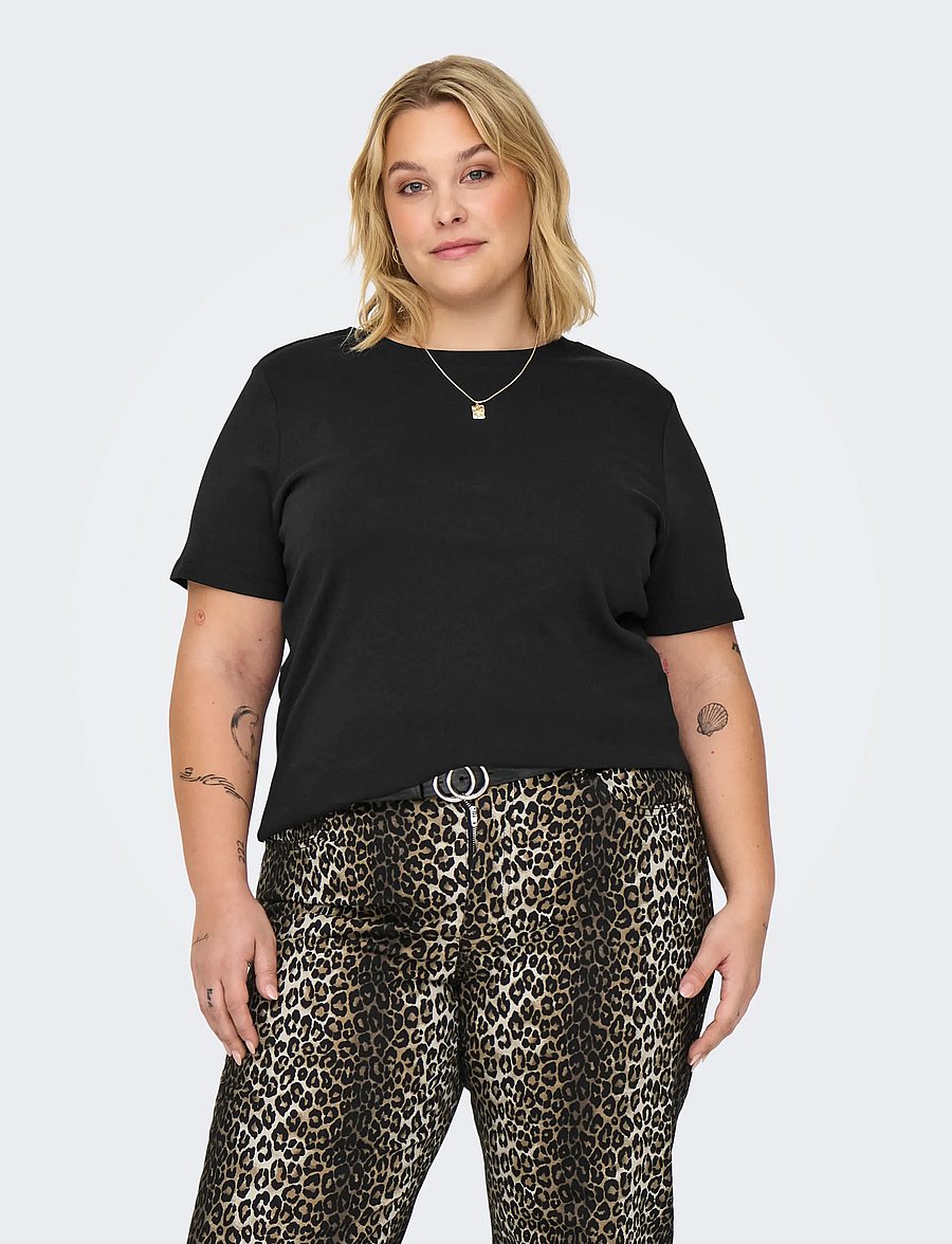 ONLY Carmakoma - CARJEN S/S JEANS TEE JRS NOOS - t-shirts - black - 0