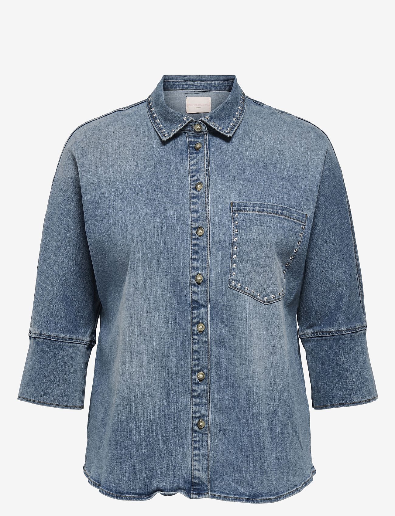 ONLY Carmakoma - CARGRACE 3/4 STUD DNM SHIRT GUA - denimskjorter - medium blue denim - 1