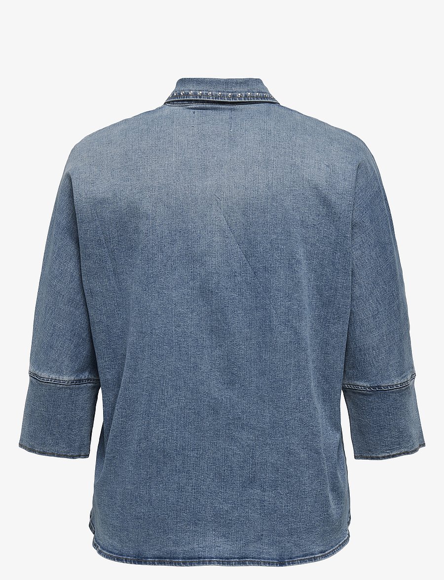 ONLY Carmakoma - CARGRACE 3/4 STUD DNM SHIRT GUA - teksasärgid - medium blue denim - 2