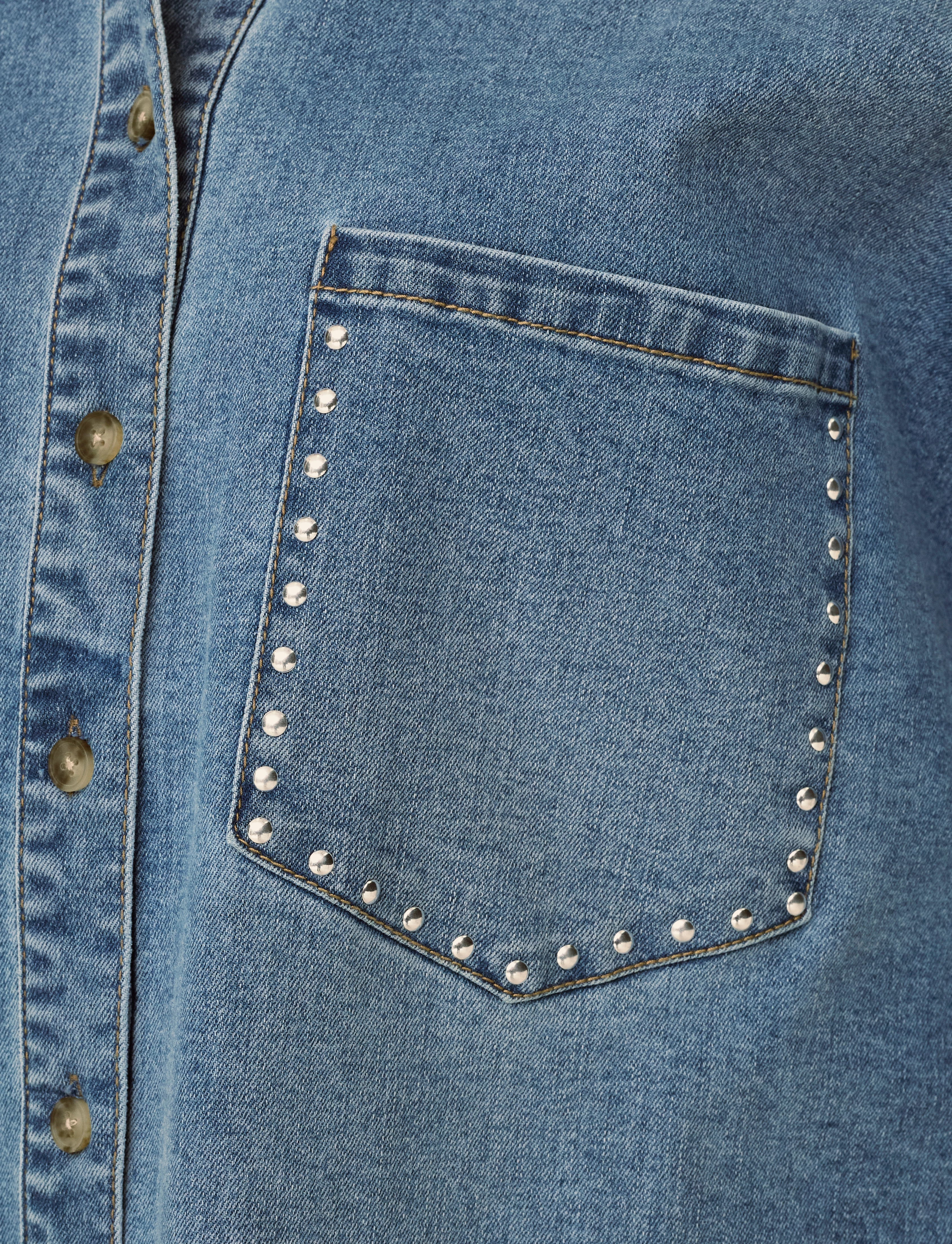 ONLY Carmakoma - CARGRACE 3/4 STUD DNM SHIRT GUA - jeansblouses - medium blue denim - 5