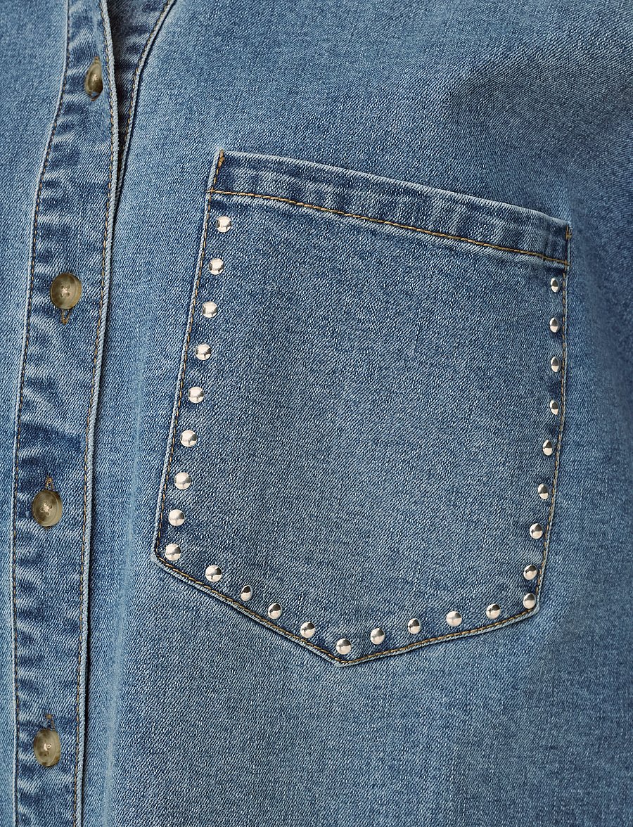 ONLY Carmakoma - CARGRACE 3/4 STUD DNM SHIRT GUA - denimskjorter - medium blue denim - 5