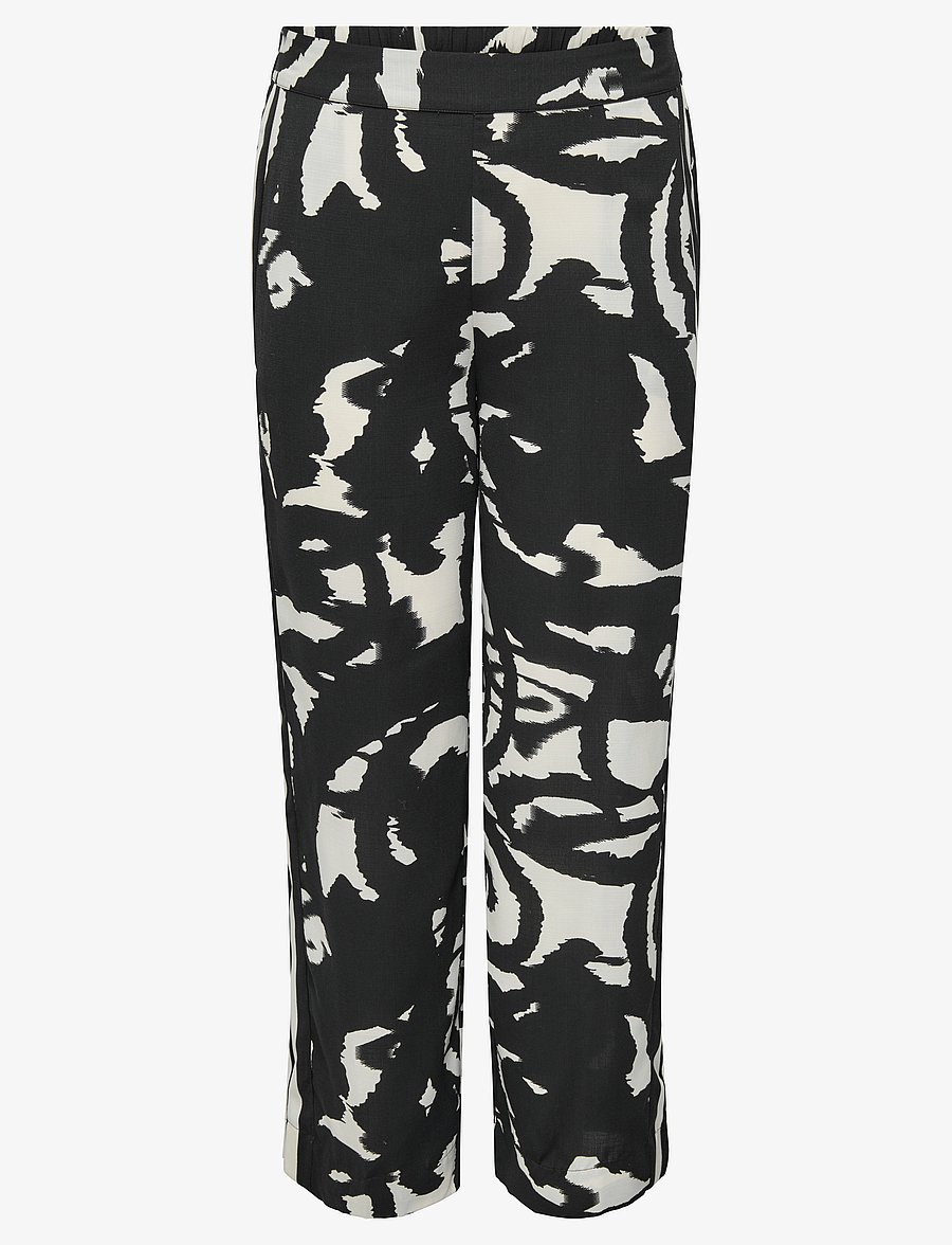 ONLY Carmakoma - CARNICON LIFE WIDE PANTS AOP - vida byxor - black - 1