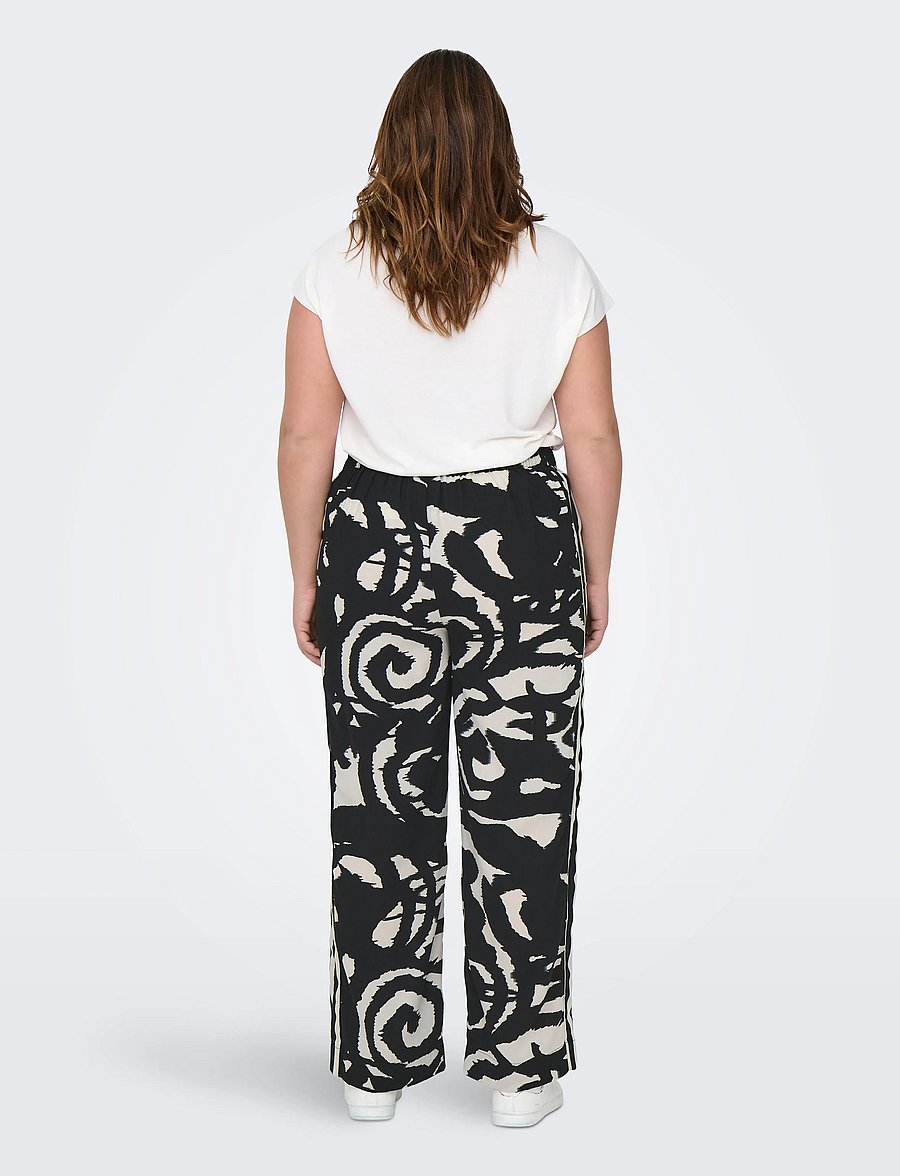 ONLY Carmakoma - CARNICON LIFE WIDE PANTS AOP - vida byxor - black - 3