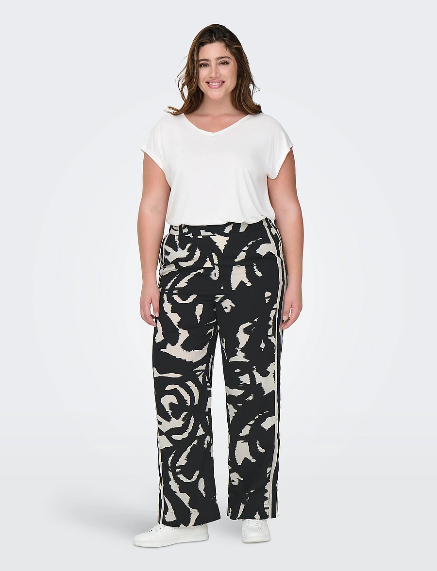 ONLY Carmakoma - CARNICON LIFE WIDE PANTS AOP - vida byxor - black - 4