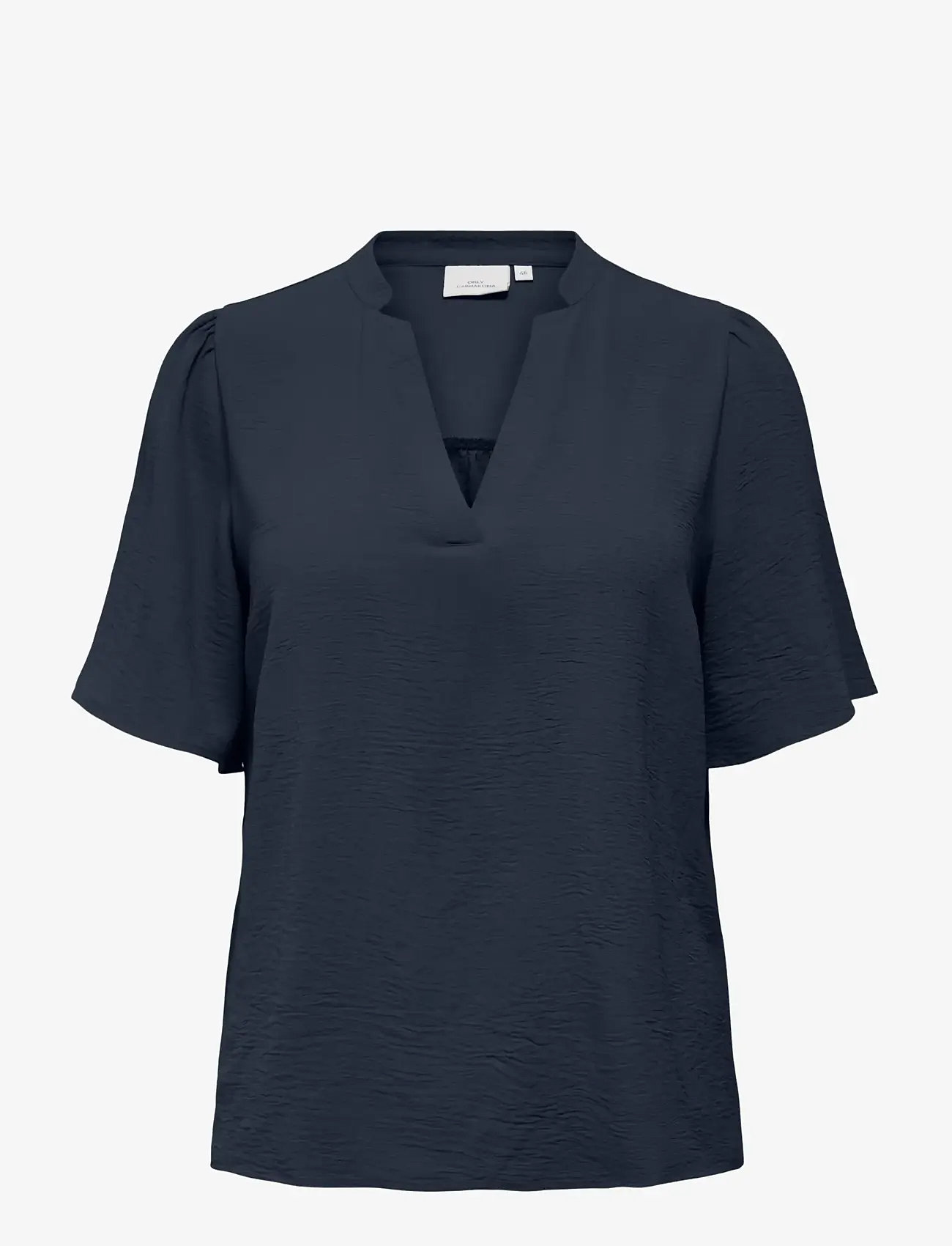 ONLY Carmakoma - CARNOEMI 2/4 V-NECK BLOUSE WVN - kurzämlige blusen - navy blazer - 0