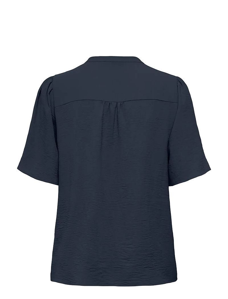 ONLY Carmakoma - CARNOEMI 2/4 V-NECK BLOUSE WVN - kurzämlige blusen - navy blazer - 1