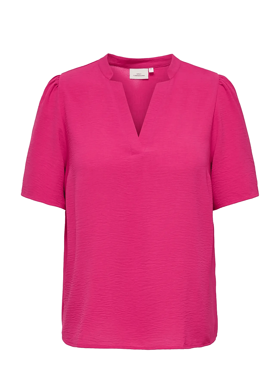 ONLY Carmakoma - CARNOEMI 2/4 V-NECK BLOUSE WVN - lühikeste varrukatega pluusid - pink yarrow - 1