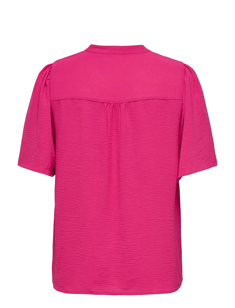 ONLY Carmakoma - CARNOEMI 2/4 V-NECK BLOUSE WVN - kurzämlige blusen - pink yarrow - 2