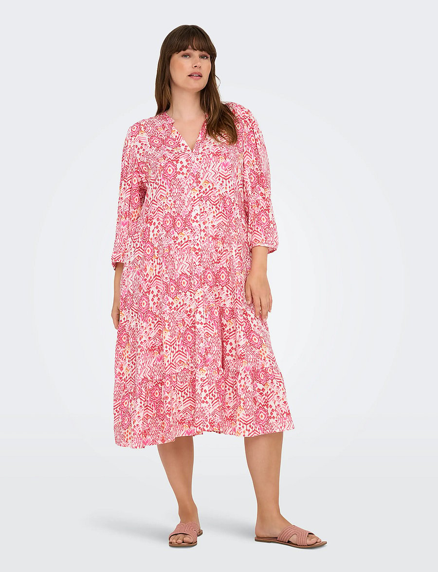 ONLY Carmakoma - CARMILANA 3/4 DRESS WVN NOOS - sommerkjoler - cloud dancer - 4