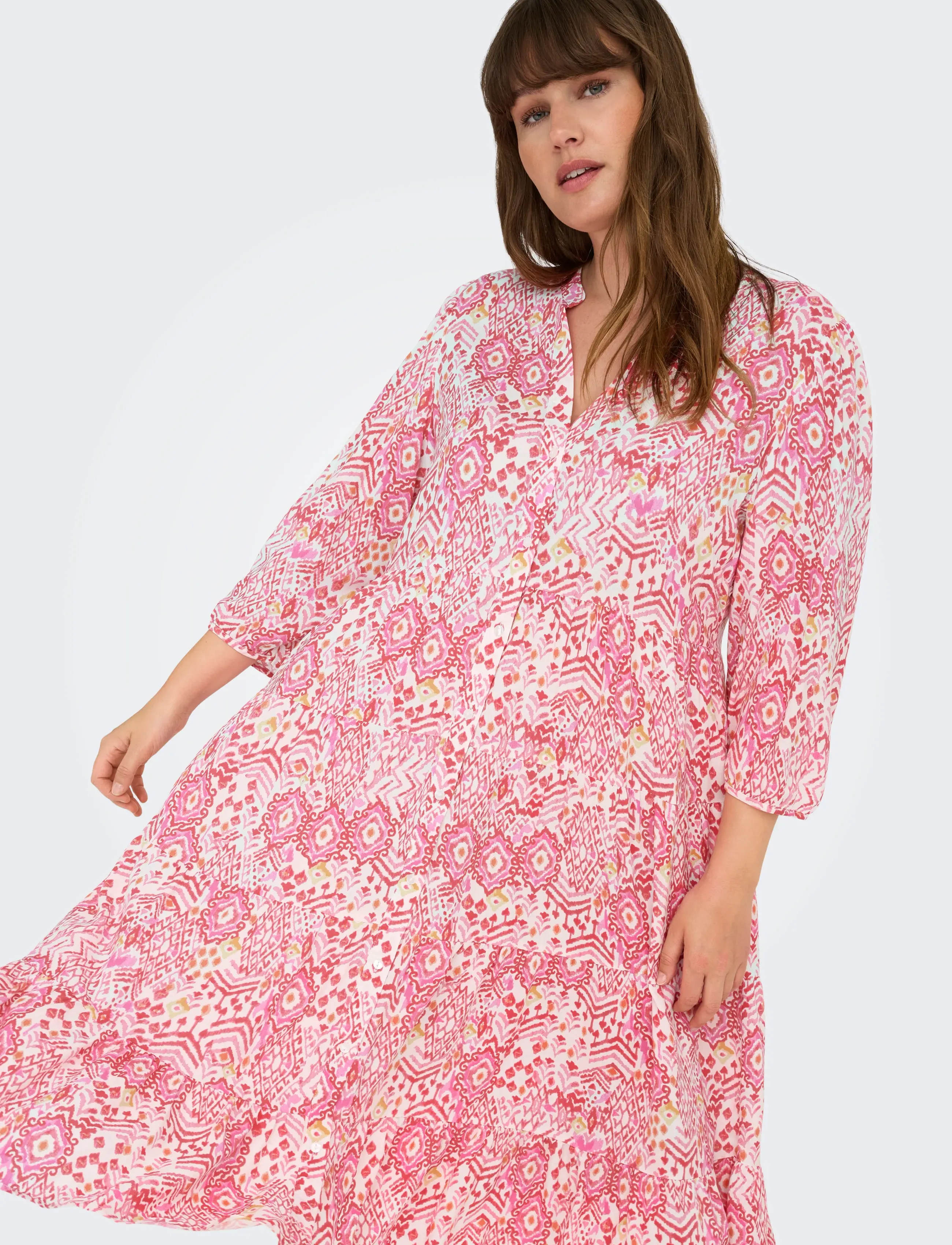ONLY Carmakoma - CARMILANA 3/4 DRESS WVN NOOS - sommerkleider - cloud dancer - 5