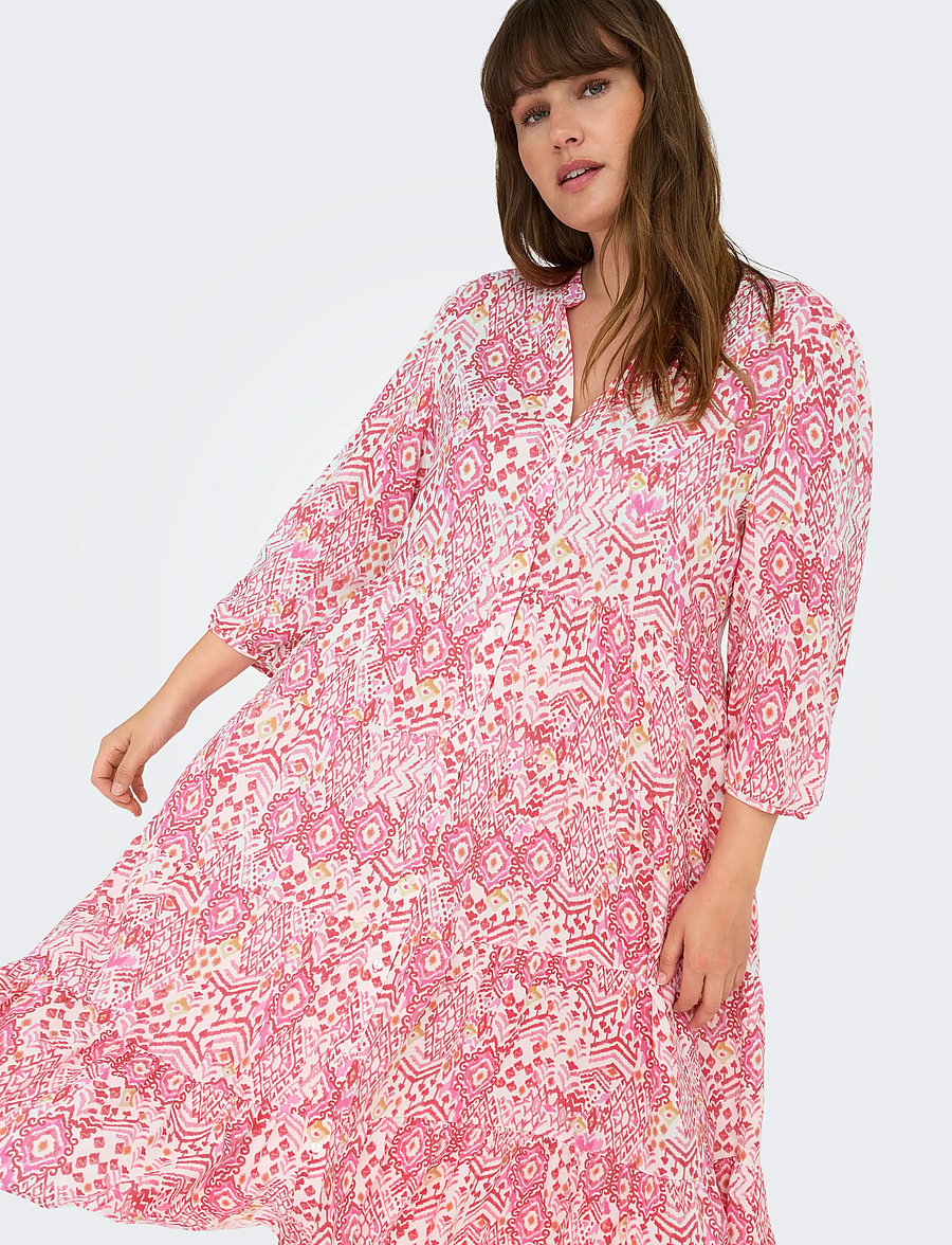 ONLY Carmakoma - CARMILANA 3/4 DRESS WVN NOOS - sommerkjoler - cloud dancer - 5