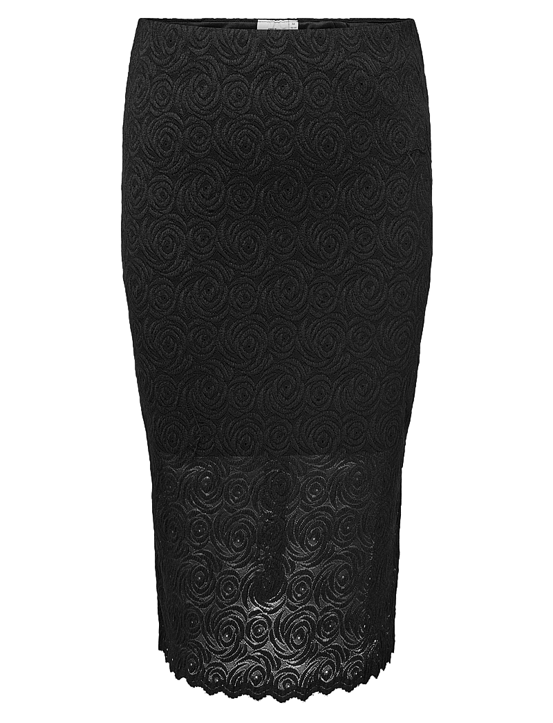 ONLY Carmakoma - CARROSIL CALF LACE SLIT SKIRT JRS - midiseelikud - black - 1