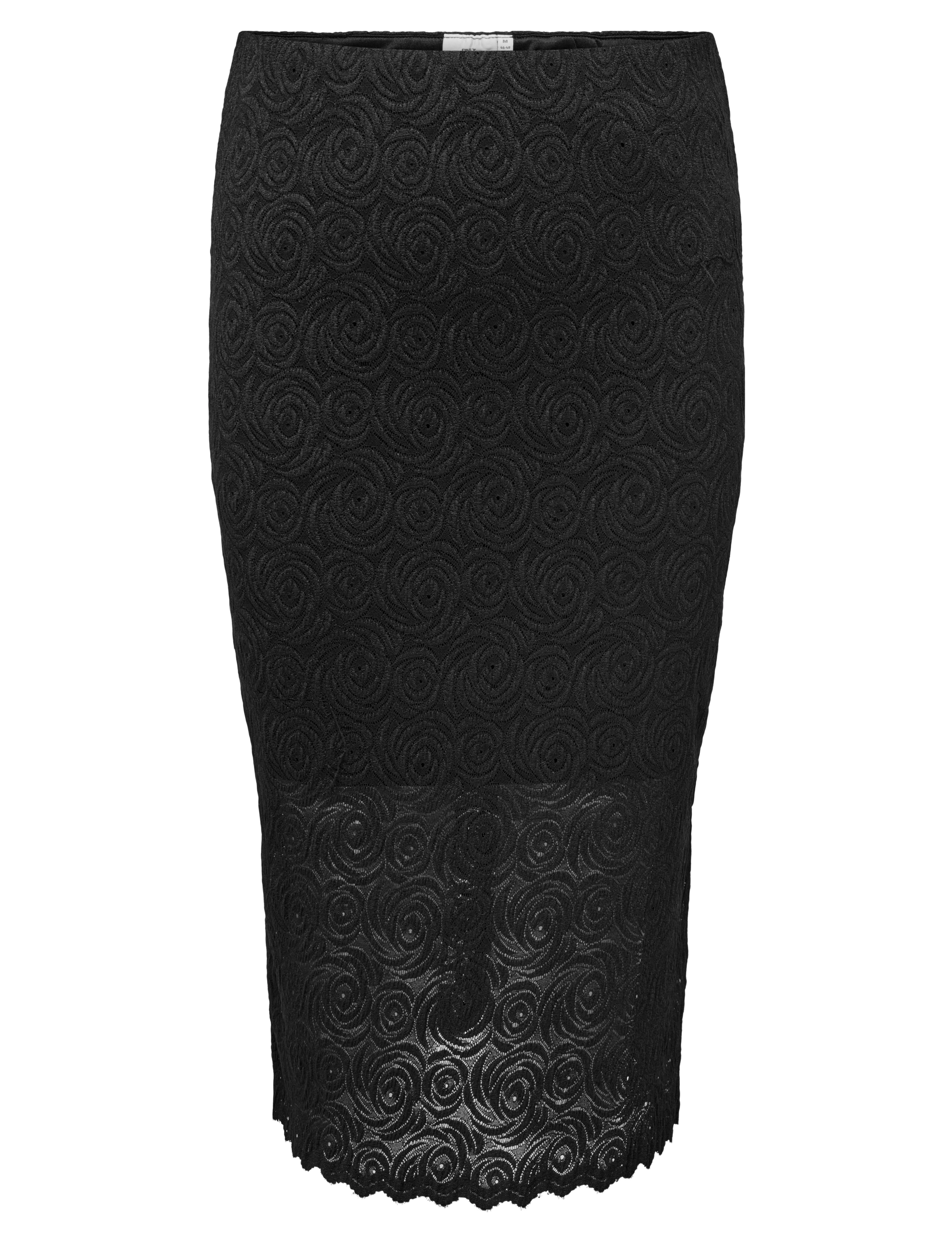 ONLY Carmakoma CARROSIL CALF LACE SLIT SKIRT JRS - Tøj - BLACK / black