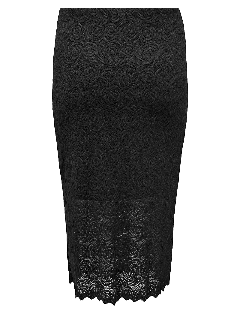 ONLY Carmakoma - CARROSIL CALF LACE SLIT SKIRT JRS - midiseelikud - black - 2