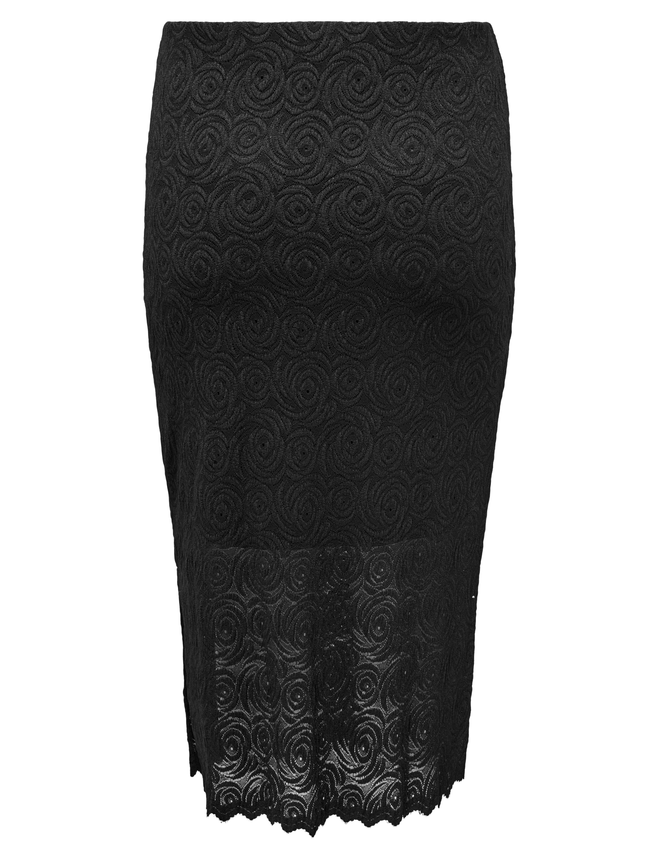 ONLY Carmakoma - CARROSIL CALF LACE SLIT SKIRT JRS - black - 2