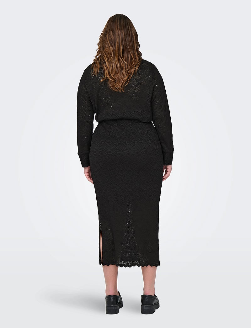 ONLY Carmakoma - CARROSIL CALF LACE SLIT SKIRT JRS - midiseelikud - black - 3