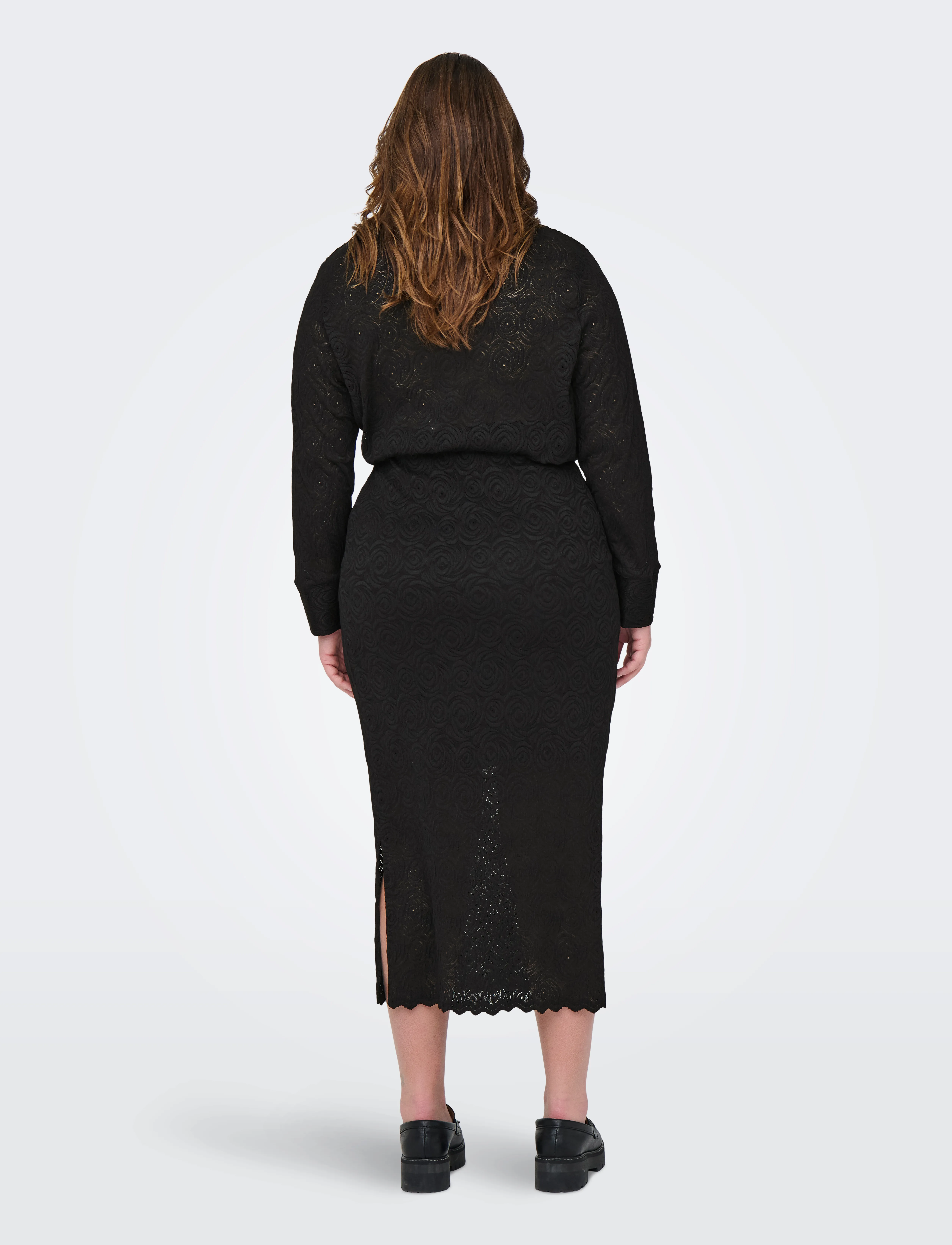 ONLY Carmakoma - CARROSIL CALF LACE SLIT SKIRT JRS - black - 3