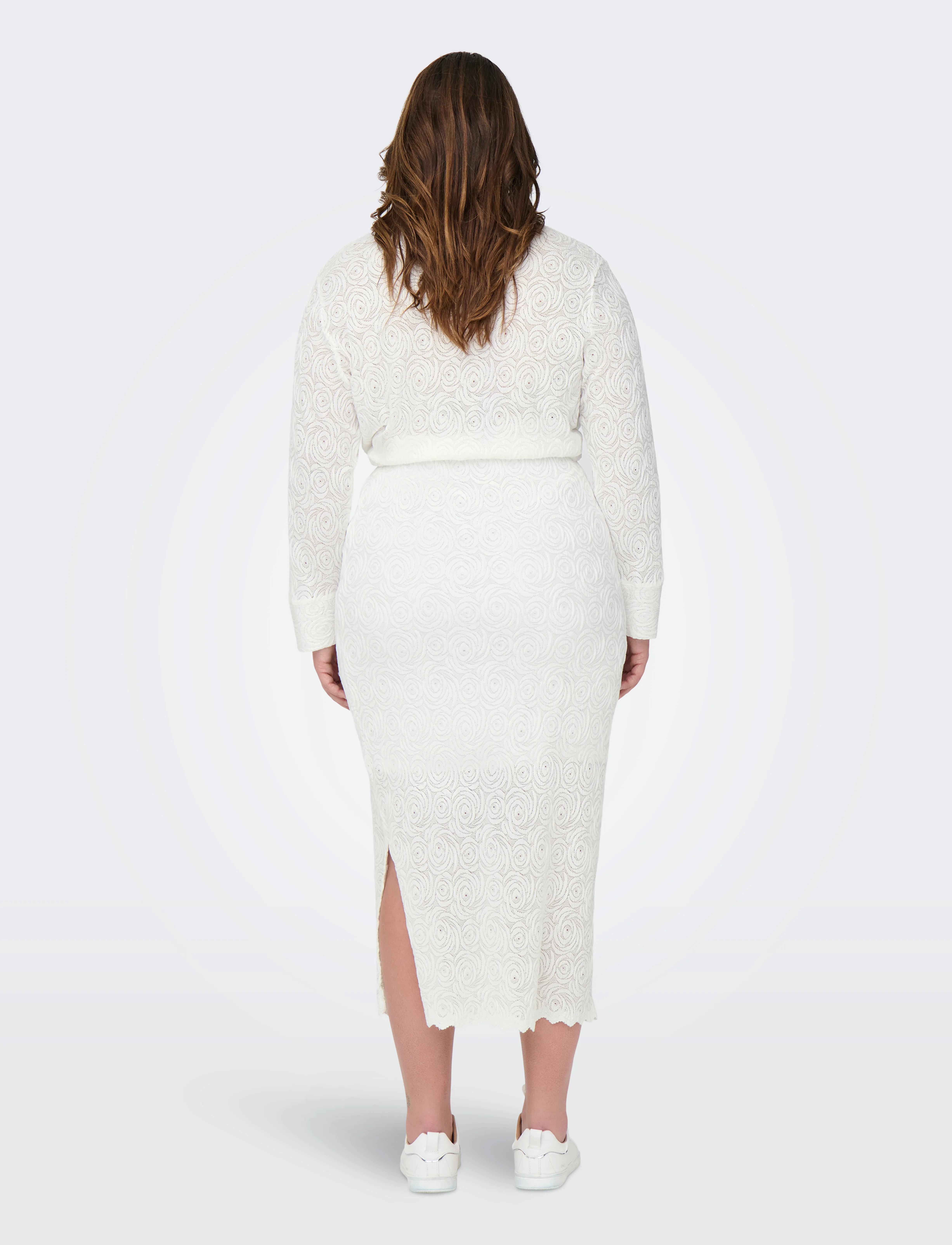 ONLY Carmakoma - CARROSIL CALF LACE SLIT SKIRT JRS - jupes midi - cloud dancer - 3
