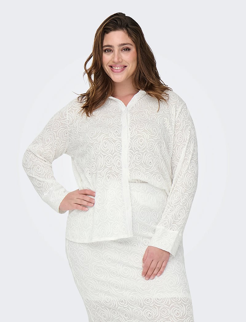 ONLY Carmakoma - CARROSIL LS LACE SHIRT JRS - langärmlige hemden - cloud dancer - 0