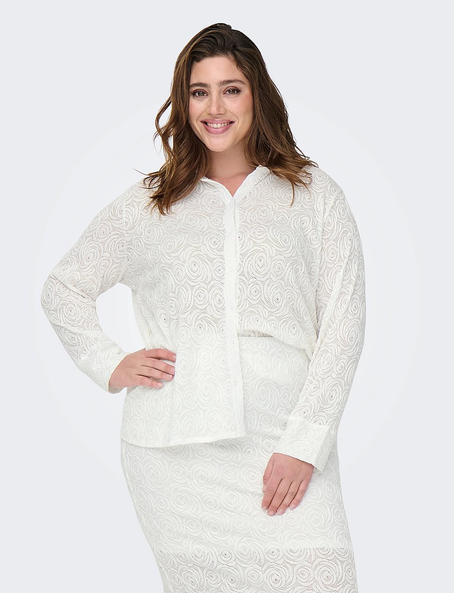 ONLY Carmakoma - CARROSIL LS LACE SHIRT JRS - langärmlige hemden - cloud dancer - 0