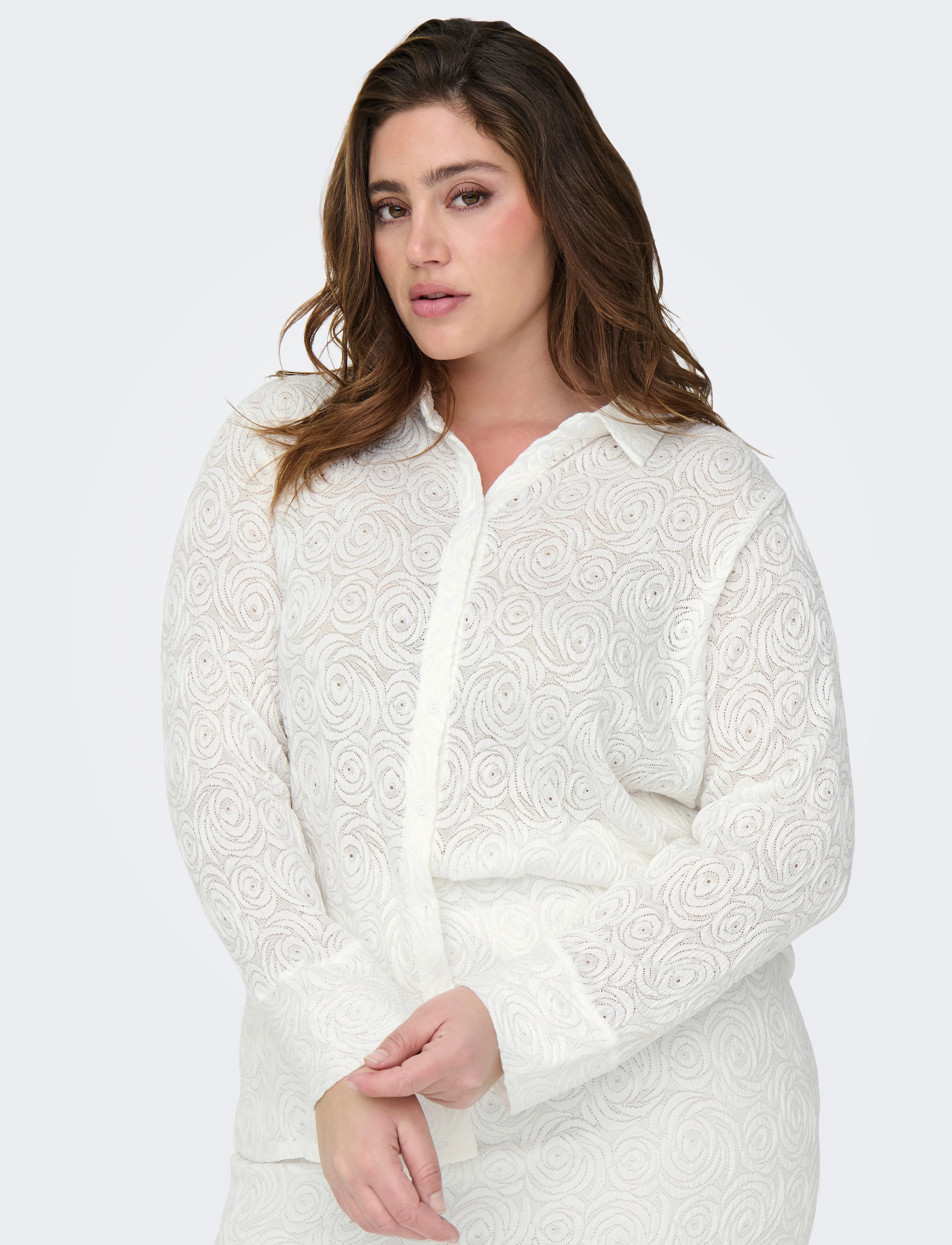 ONLY Carmakoma - CARROSIL LS LACE SHIRT JRS - langärmlige hemden - cloud dancer - 4
