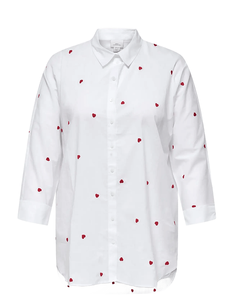 ONLY Carmakoma - CARNEW LINA GRACE LS EMB SHIRT WVN NOOS - pikkade varrukatega särgid - bright white - 1