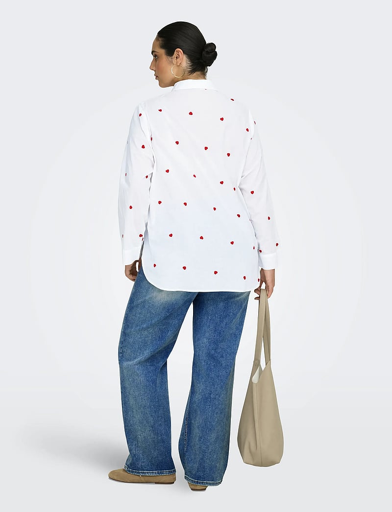 ONLY Carmakoma - CARNEW LINA GRACE LS EMB SHIRT WVN NOOS - langärmlige hemden - bright white - 3