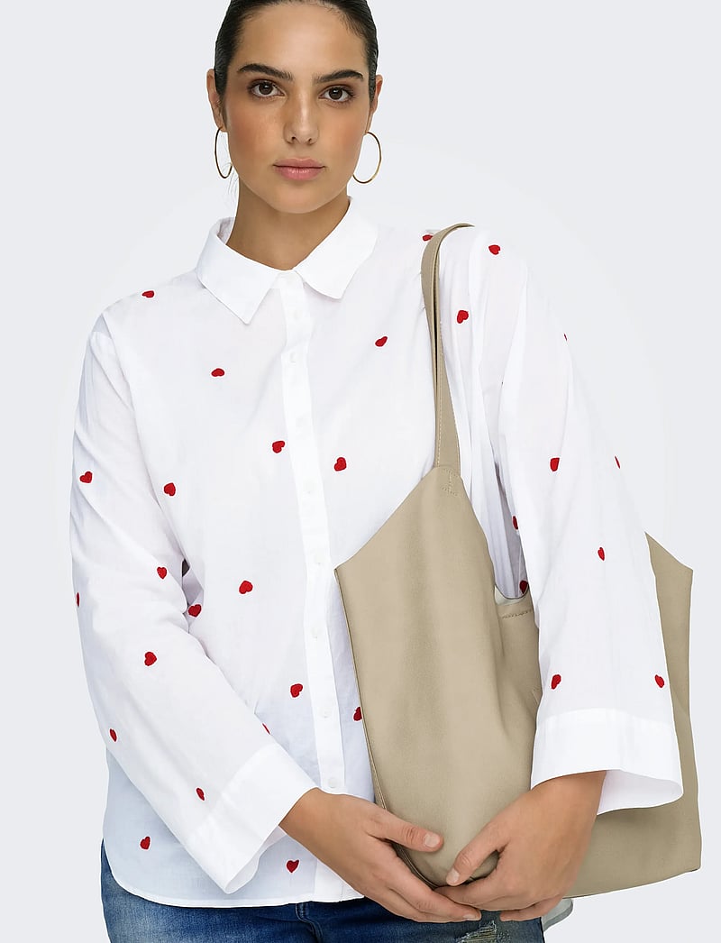ONLY Carmakoma - CARNEW LINA GRACE LS EMB SHIRT WVN NOOS - langärmlige hemden - bright white - 5